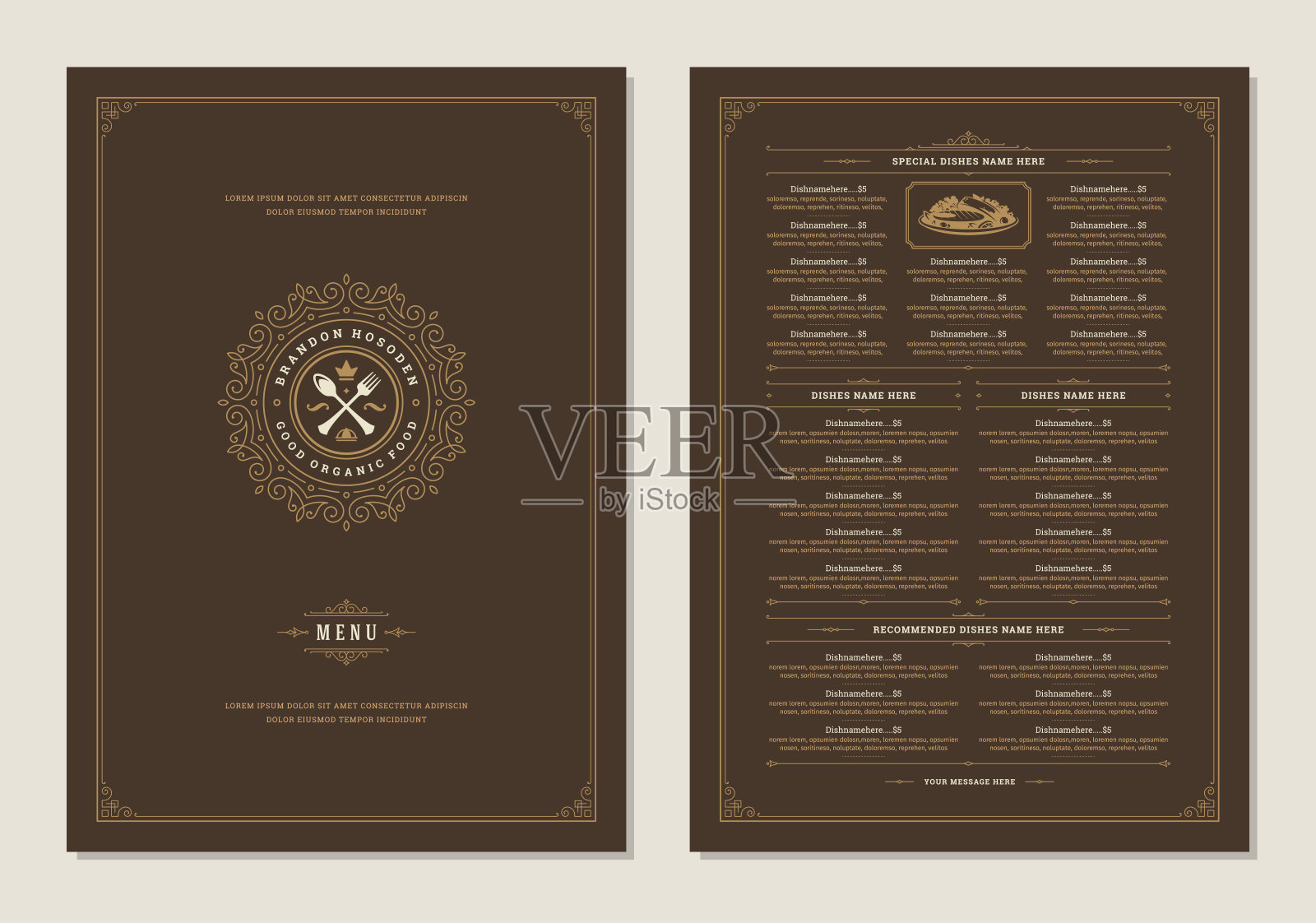 餐厅复古标志菜单设计模板设计模板素材