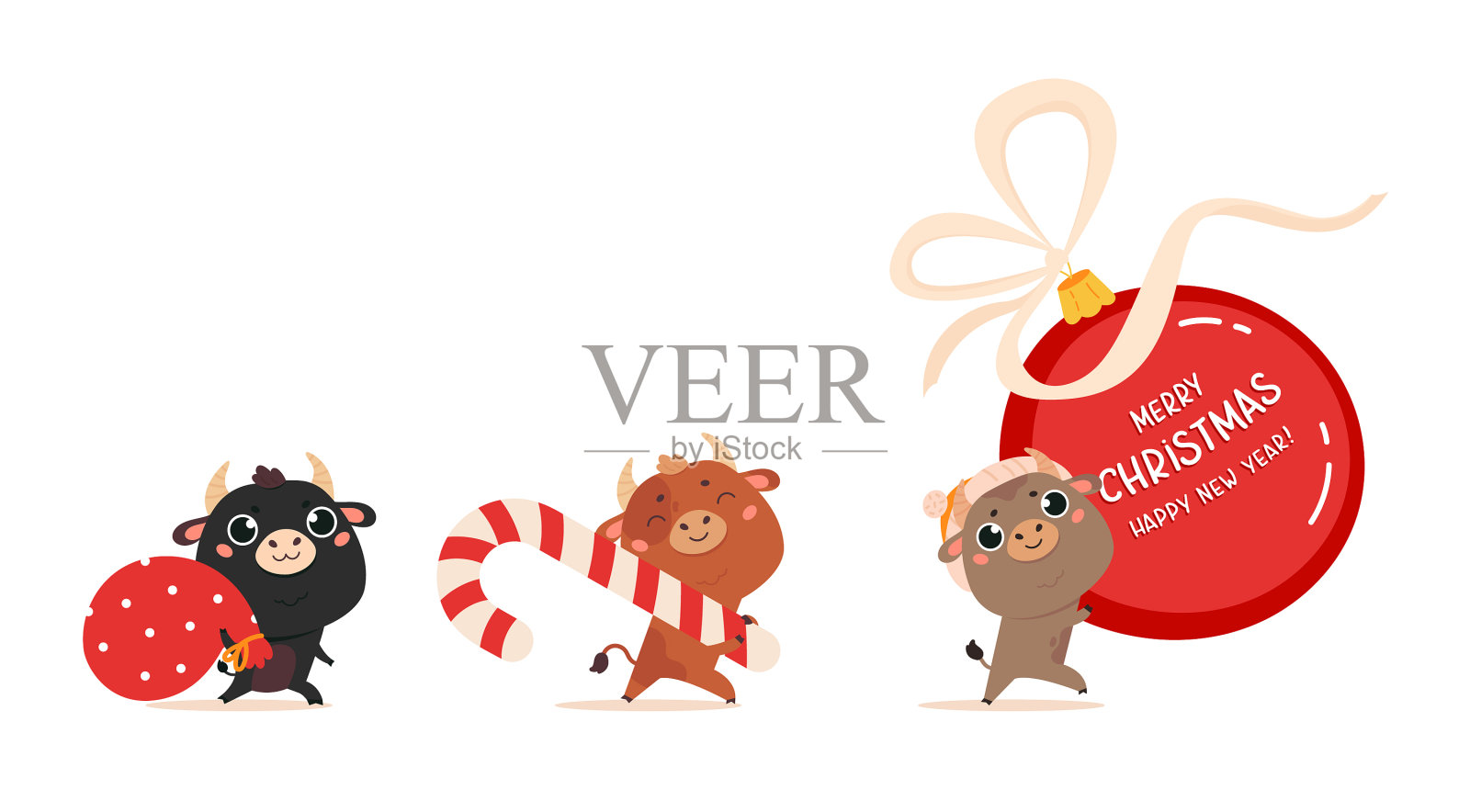 用可爱的牛设计圣诞促销模板设计模板素材