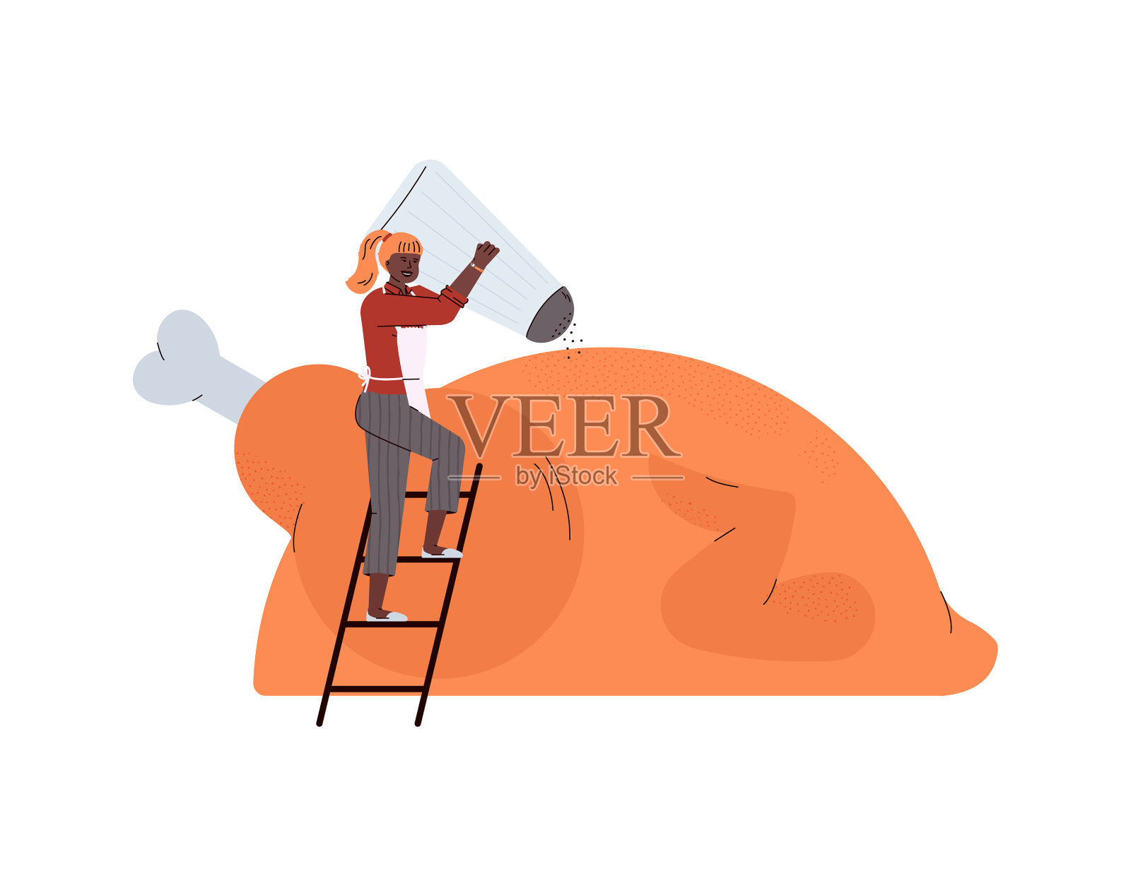 小个子女人在为感恩节做火鸡设计元素图片