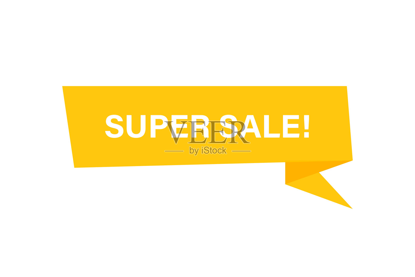 超级销售横幅折纸风格。折扣。矢量平面插图。设计元素图片