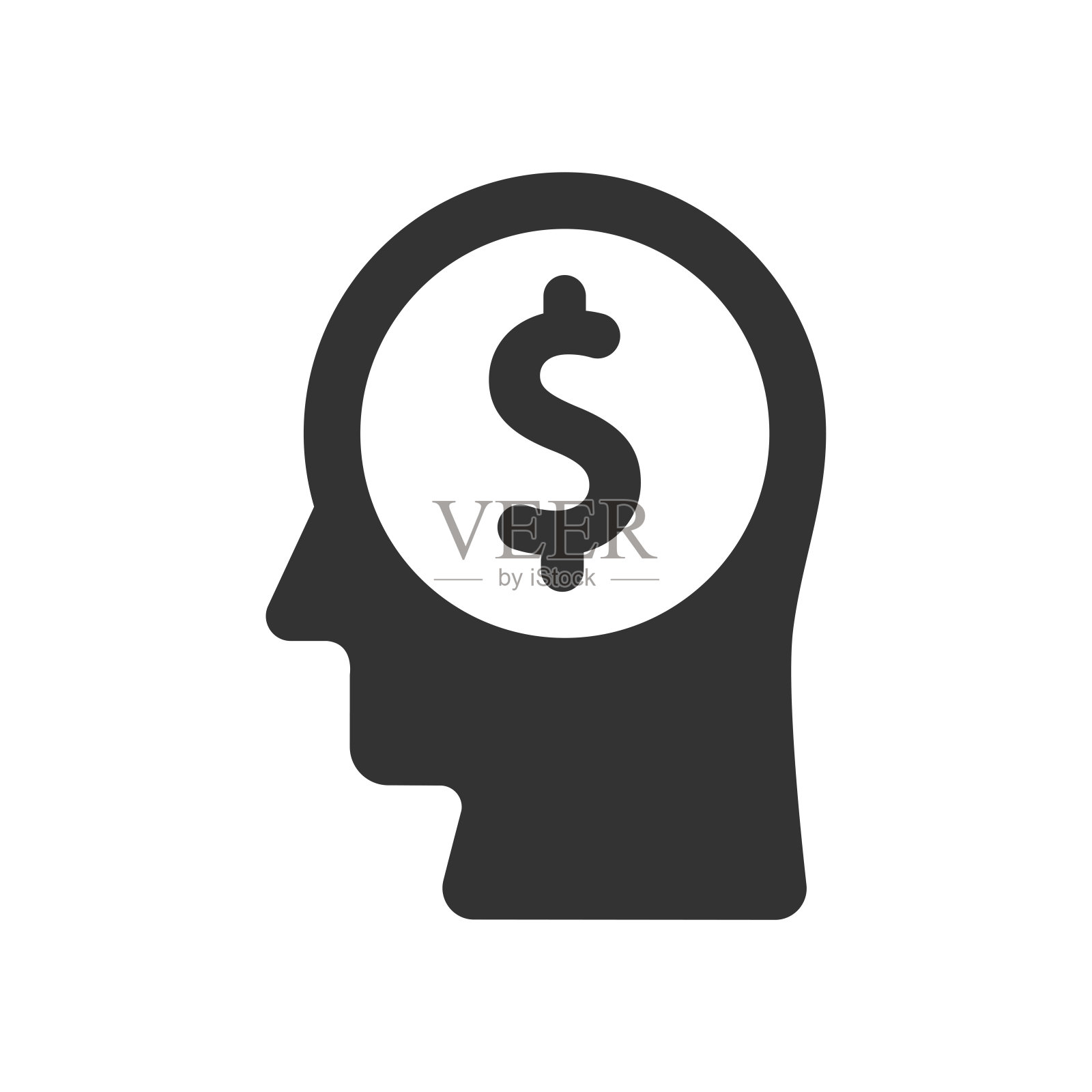头脑中的金钱图标插画图片素材