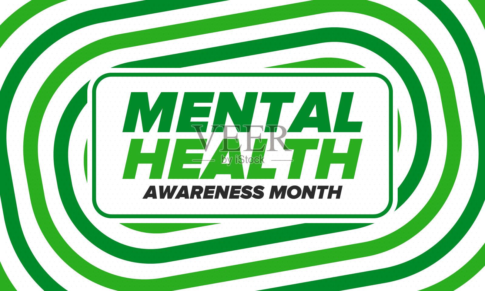 五月心理健康宣传月在美国的年度活动。提高对心理健康的认识。控制和保护。预防活动。医疗保健设计。矢量图插画图片素材