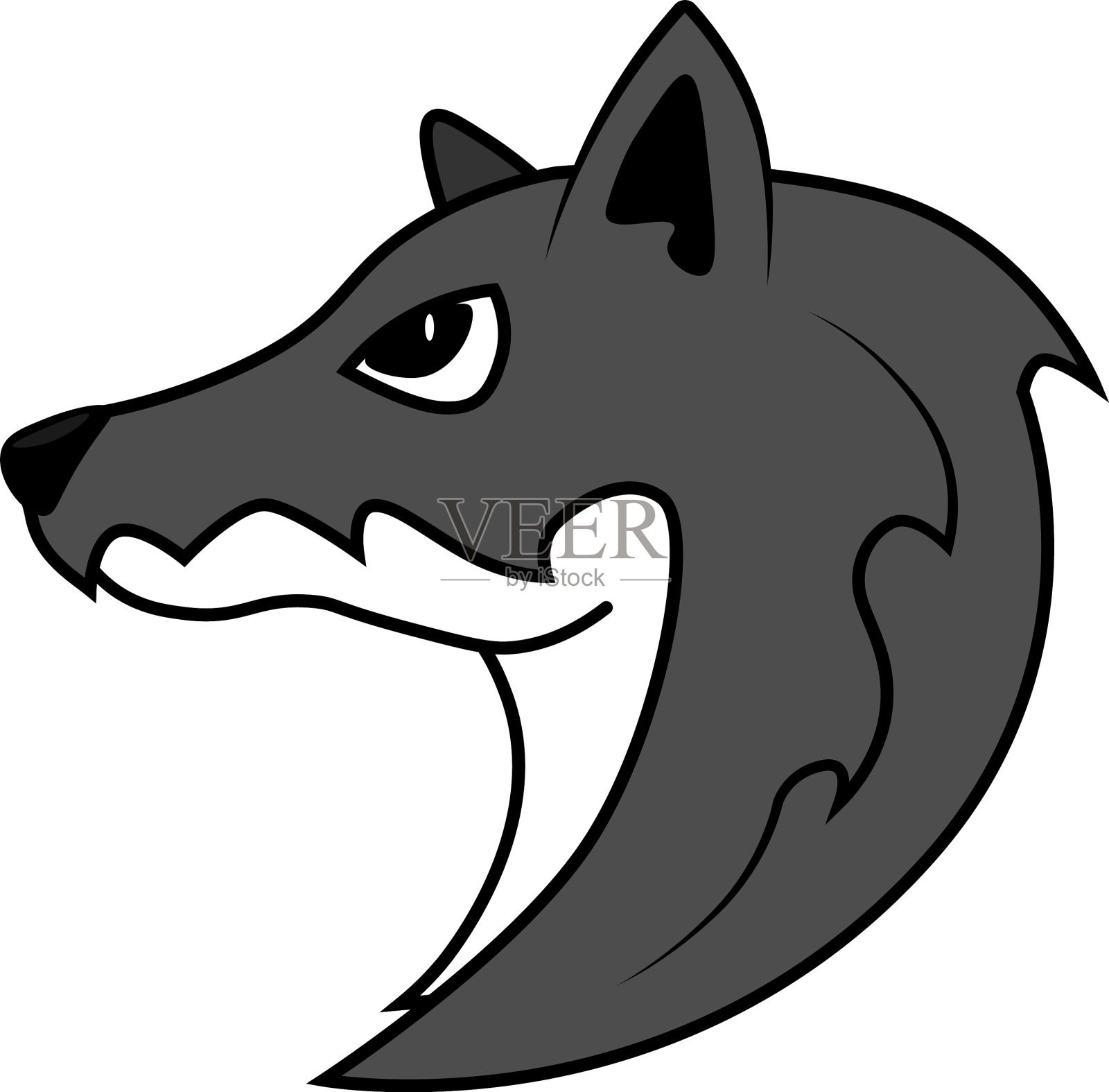 狼的脸就在一个白色的孤立的背景里设计元素图片