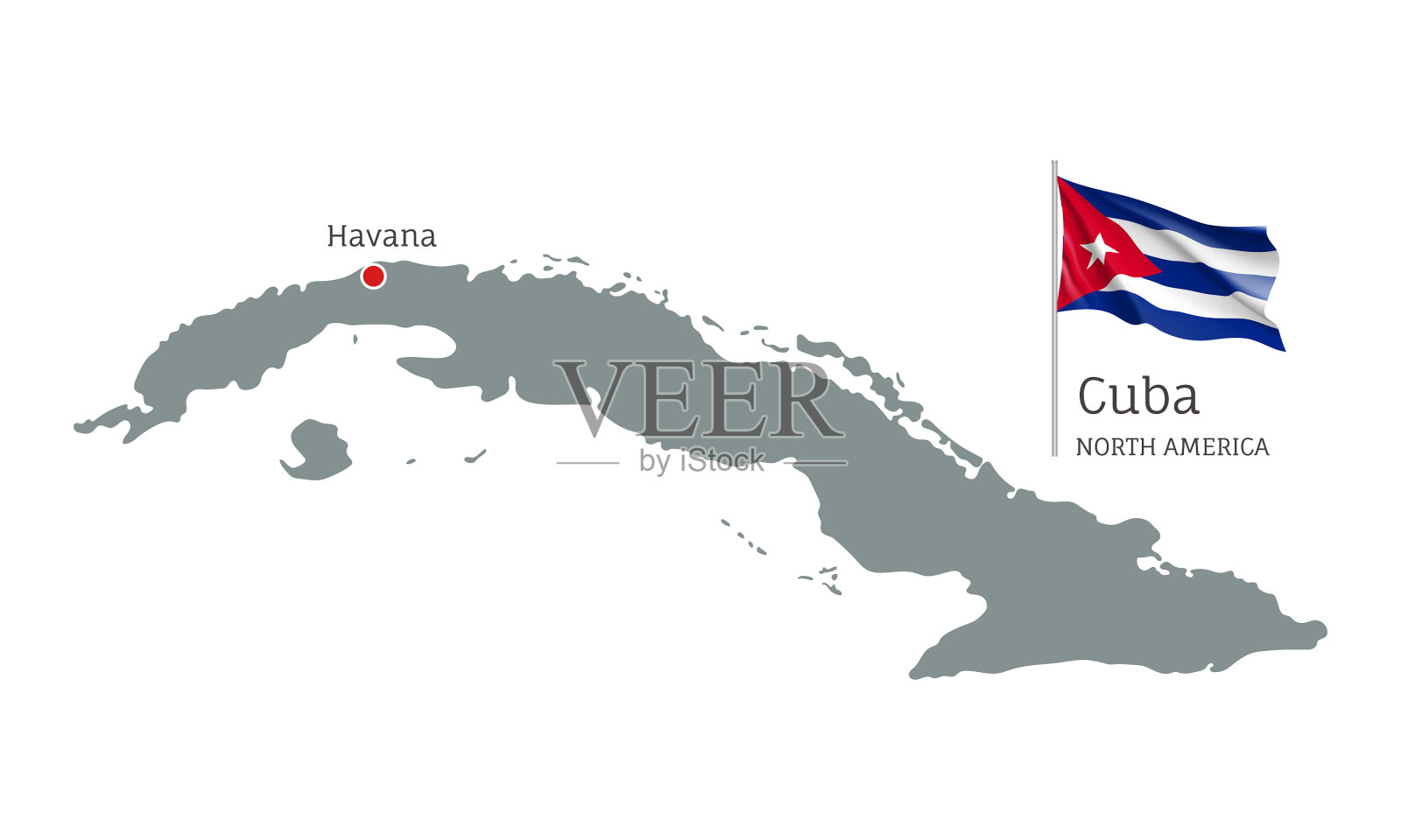 轮廓古巴国家地图插画图片素材