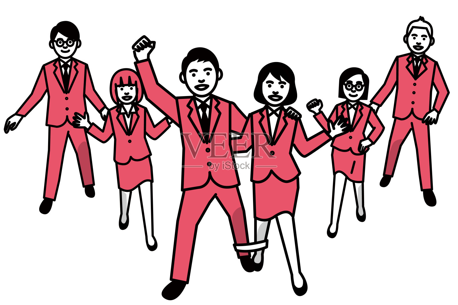 商人和女商人的三条腿赛跑。矢量插图。插画图片素材