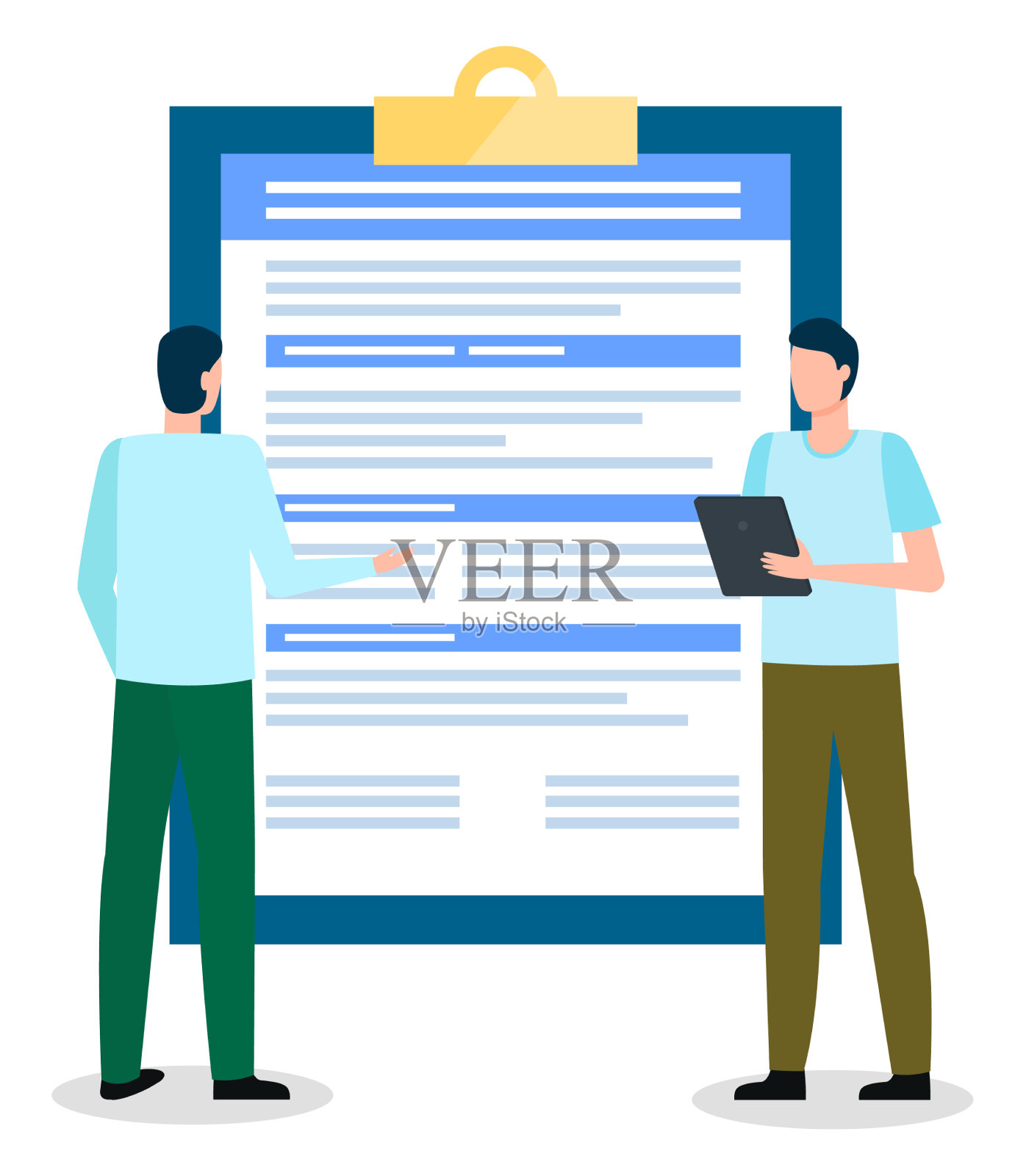 人们站在剪贴板旁边的招聘面试设计元素图片