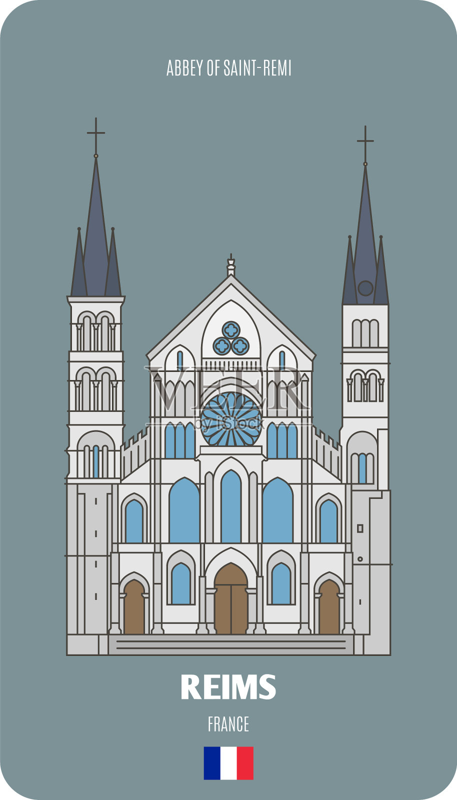 法国兰斯的圣雷米修道院插画图片素材