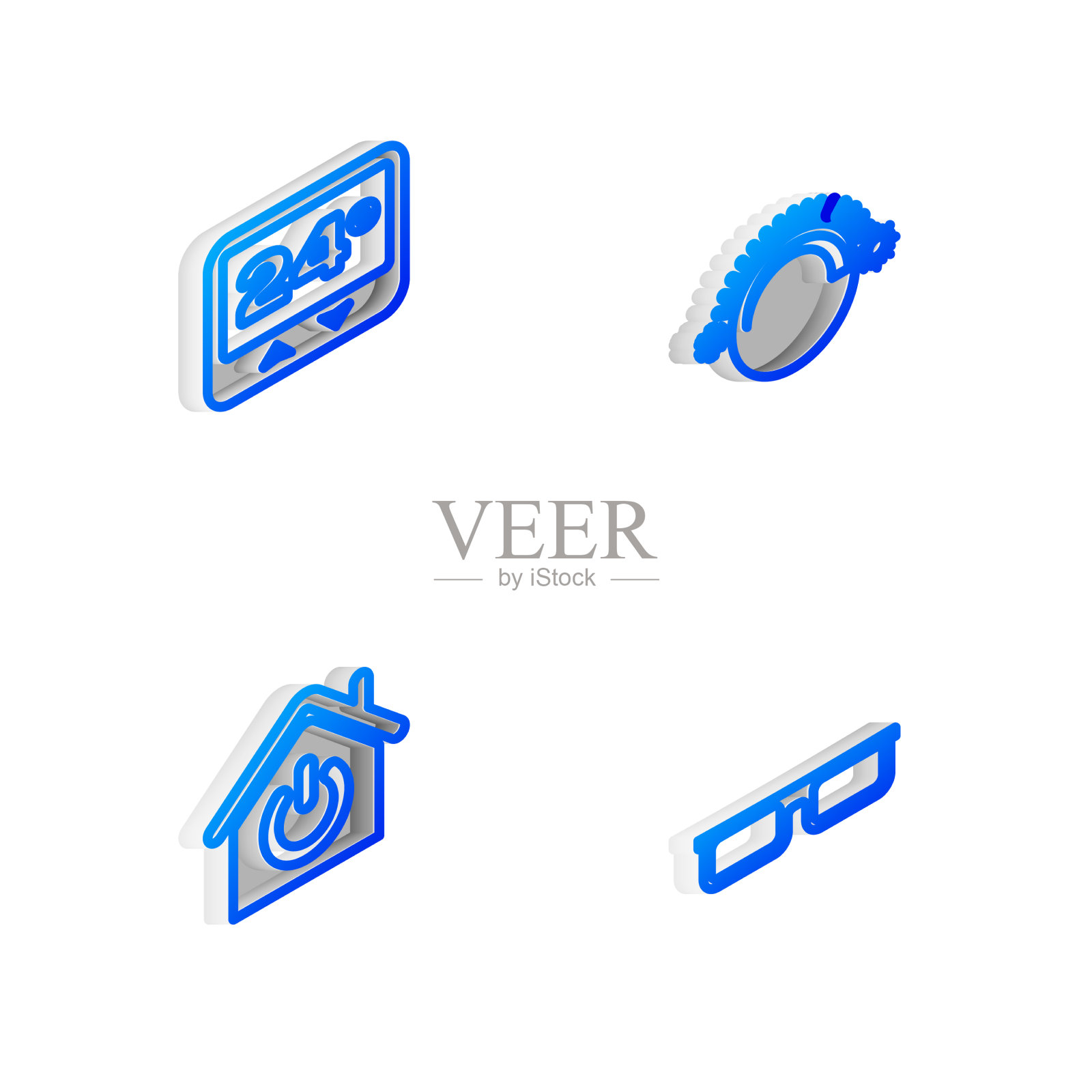 设置等距线恒温智能家居和图标素材