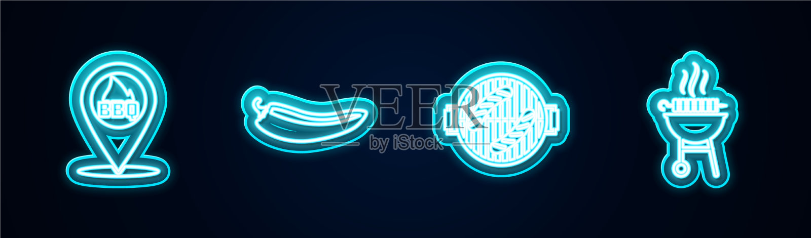 用烧烤辣椒设定线位置插画图片素材