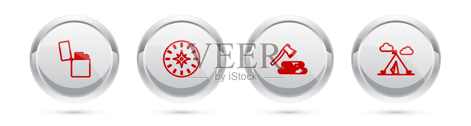 定线打火机罗盘木斧和木器图标素材