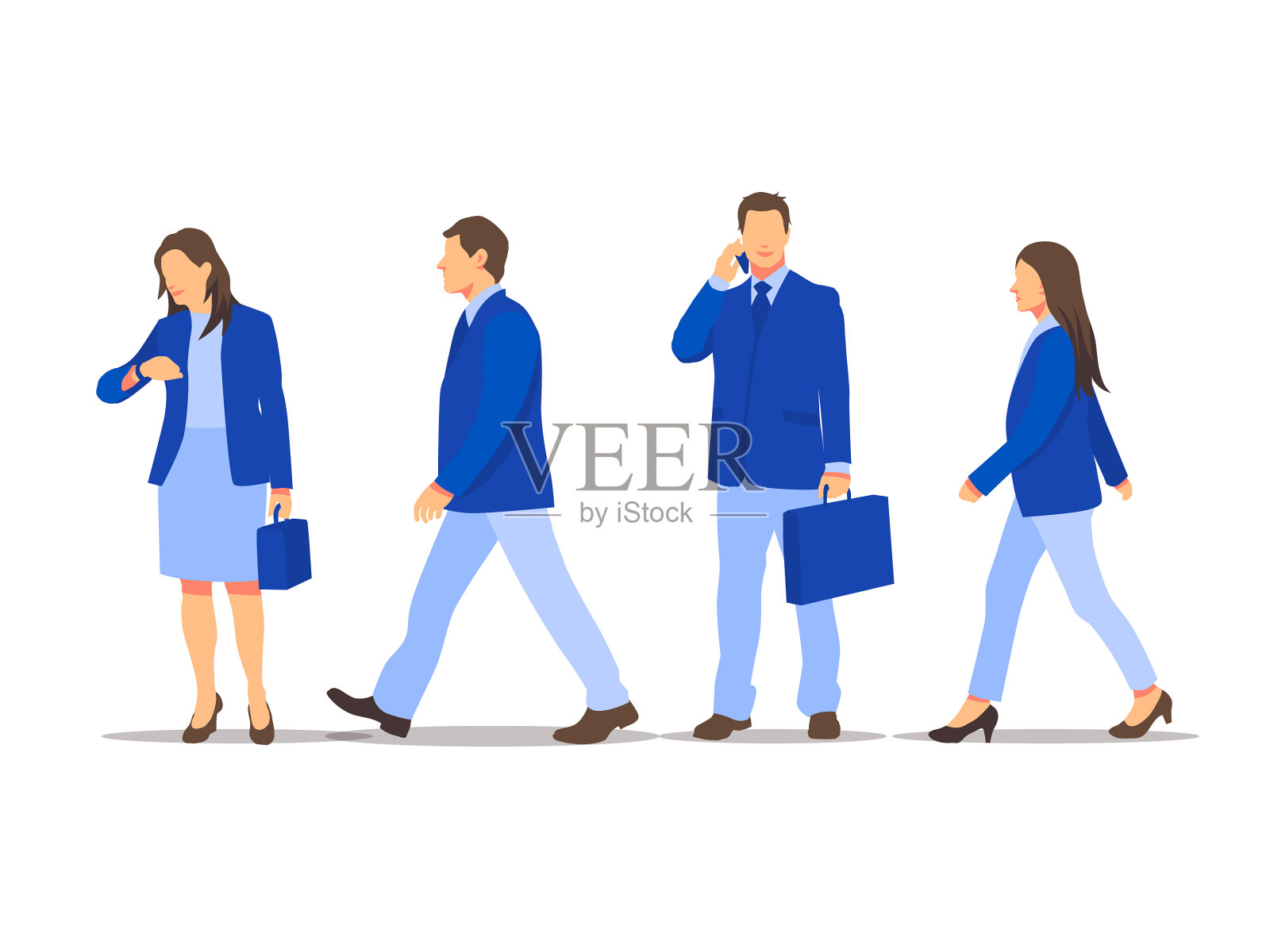 设置行走和站立的商业人物设计元素图片