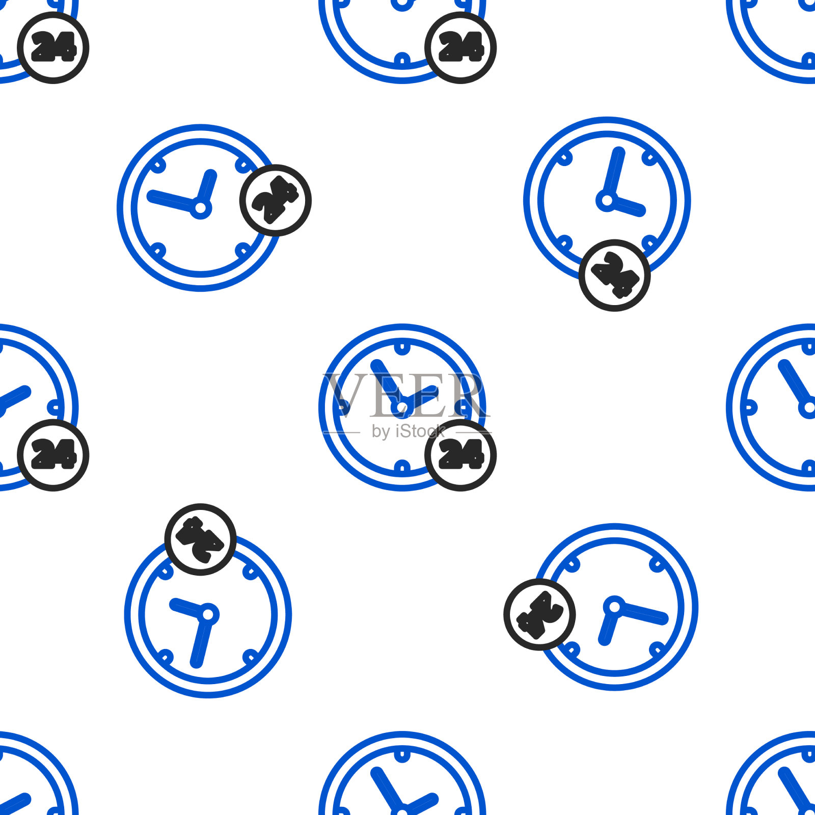 线路时钟24小时图标隔离无缝模式插画图片素材