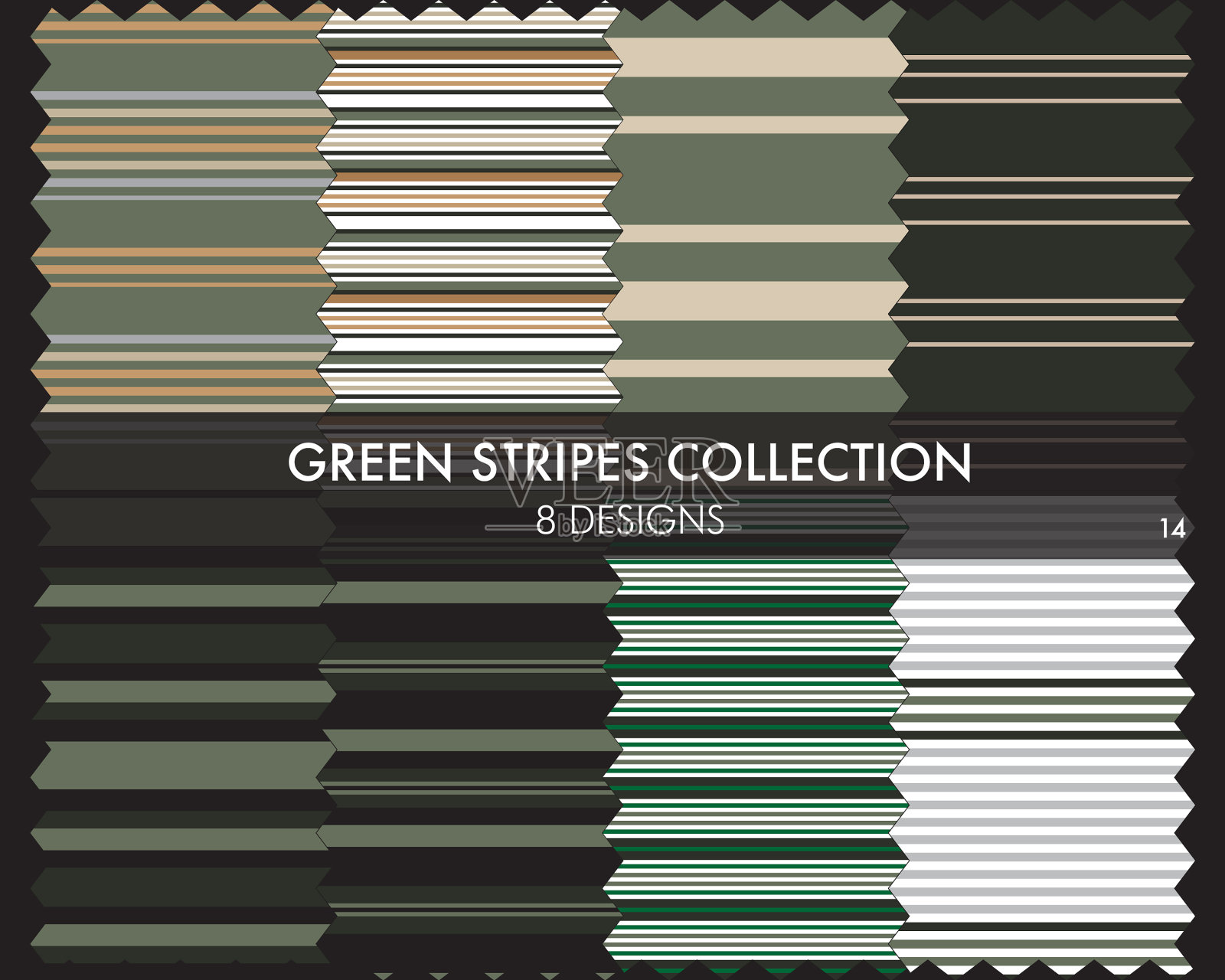 绿色条纹无缝图案集合插画图片素材