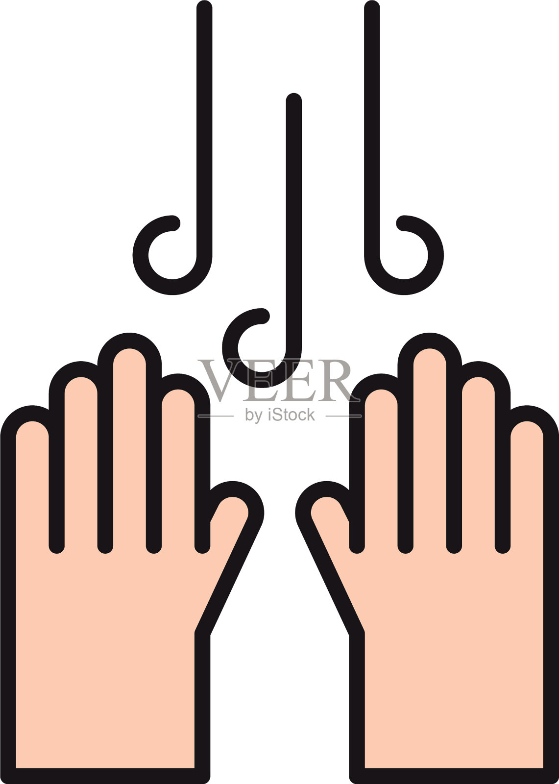 病毒防护让你的手保持干净和线插画图片素材