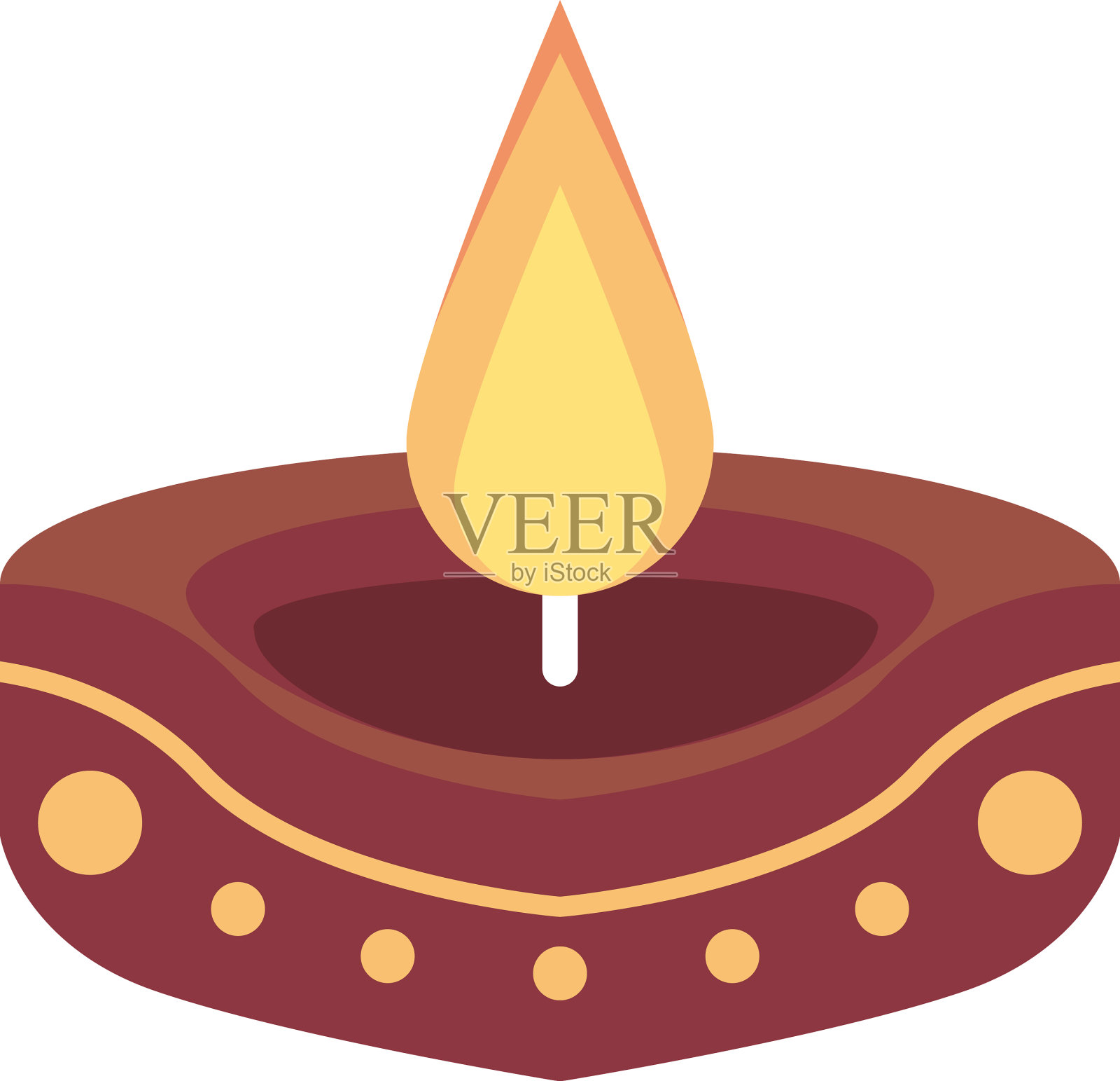 印度教蜡烛孤立的图标插画图片素材