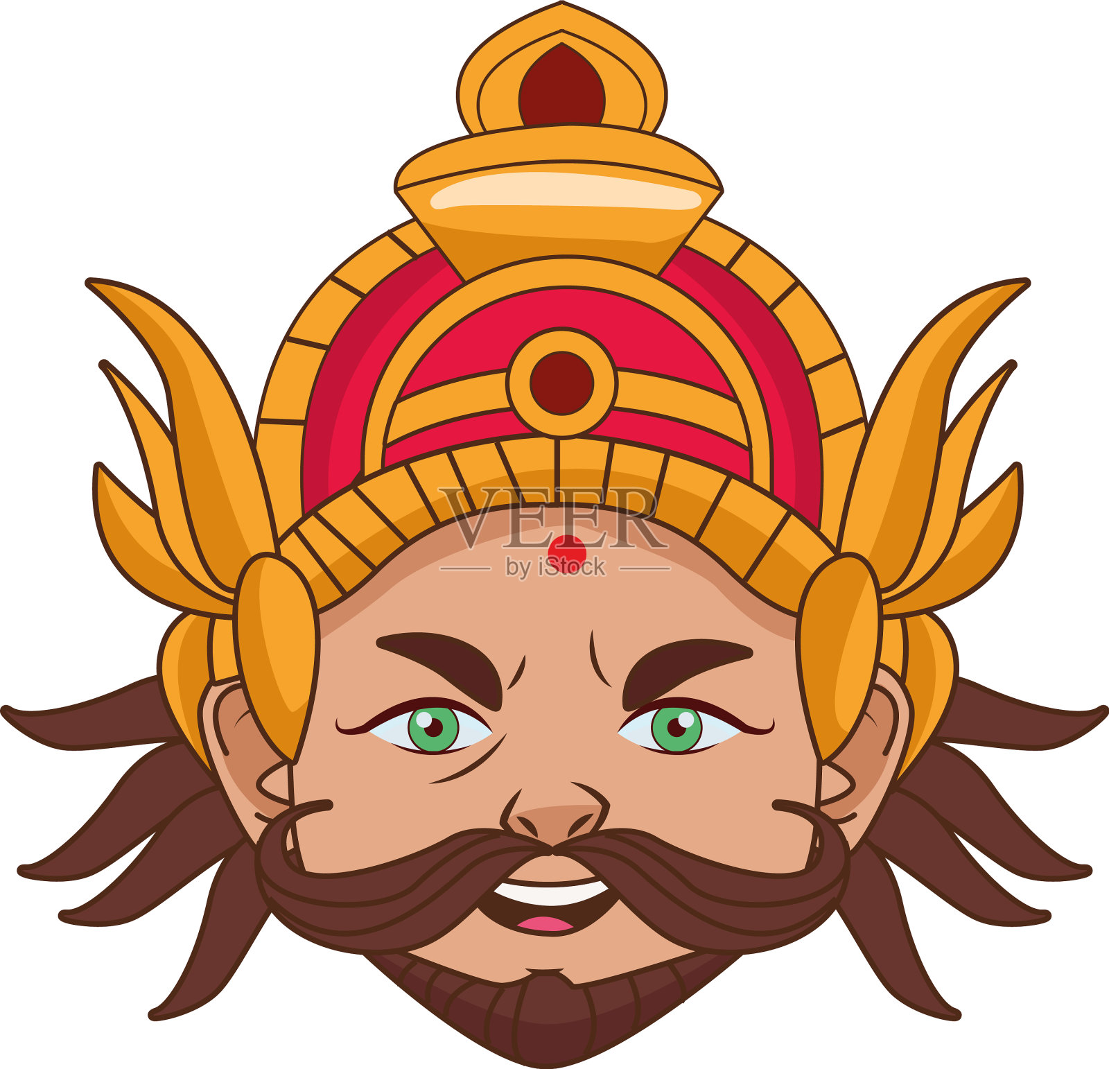 金色的拉瓦纳头印度教战士插画图片素材