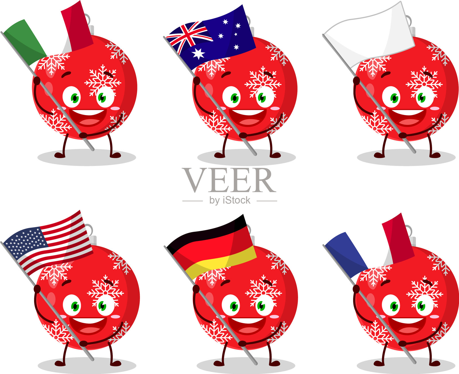 圣诞球红色卡通人物带来插画图片素材