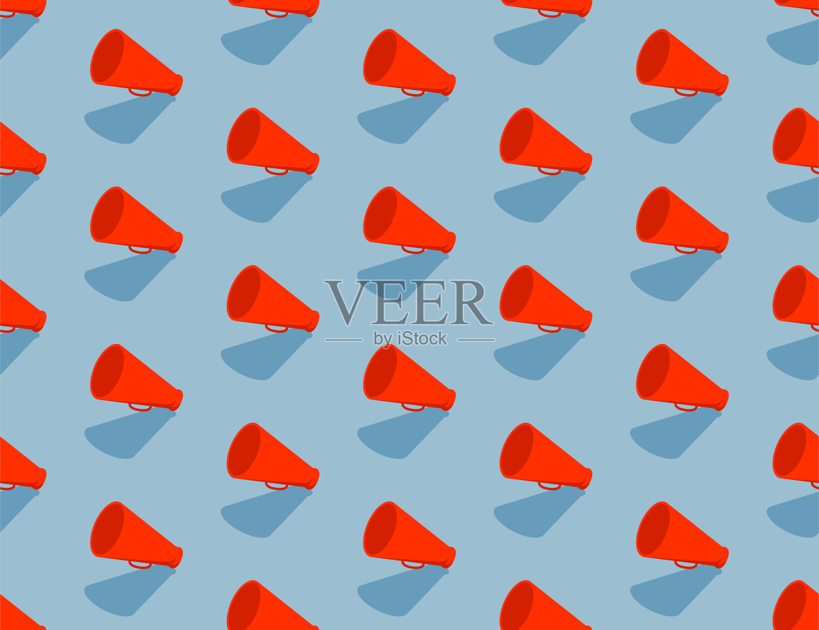 扩音器等距无缝模式，反对独裁的新闻抗议概念海报和社会旗帜设计插图孤立在蓝色背景，向量eps 10插画图片素材