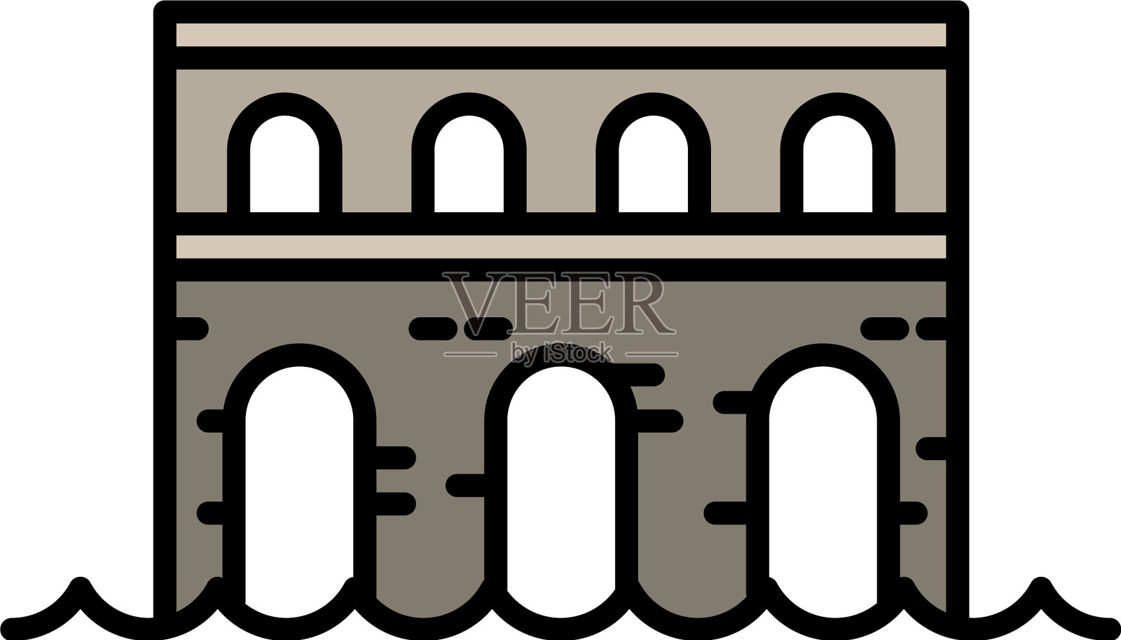 石桥图标轮廓风格设计元素图片