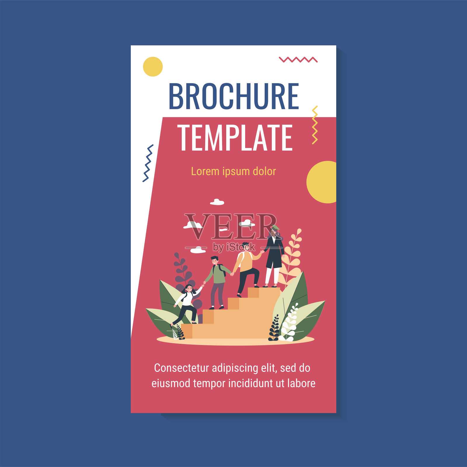 学生们互相帮助爬上楼梯设计模板素材