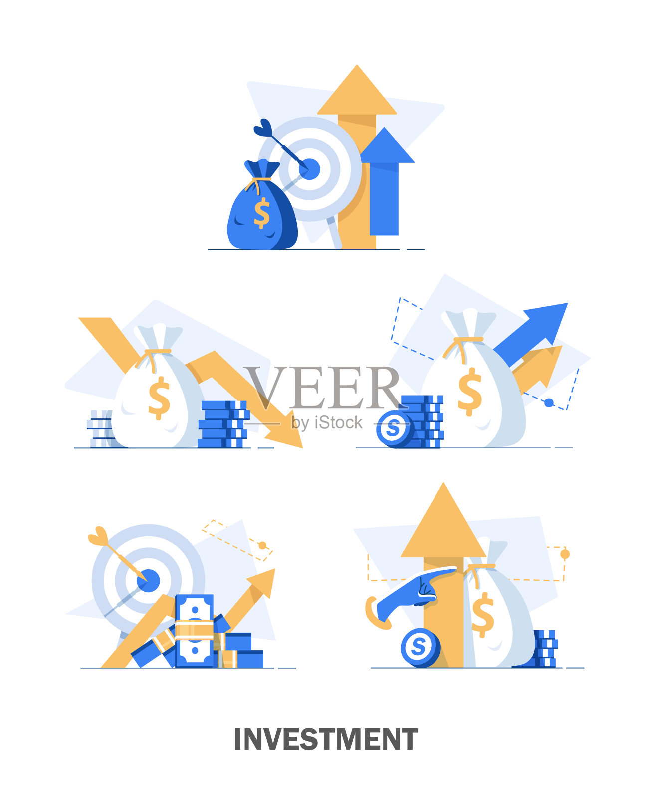 投资分析概念旗帜，财务规划插画图片素材