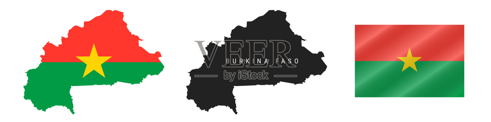 布基纳法索。详细的地图。详细的轮廓。挥舞着国旗。矢量图插画图片素材