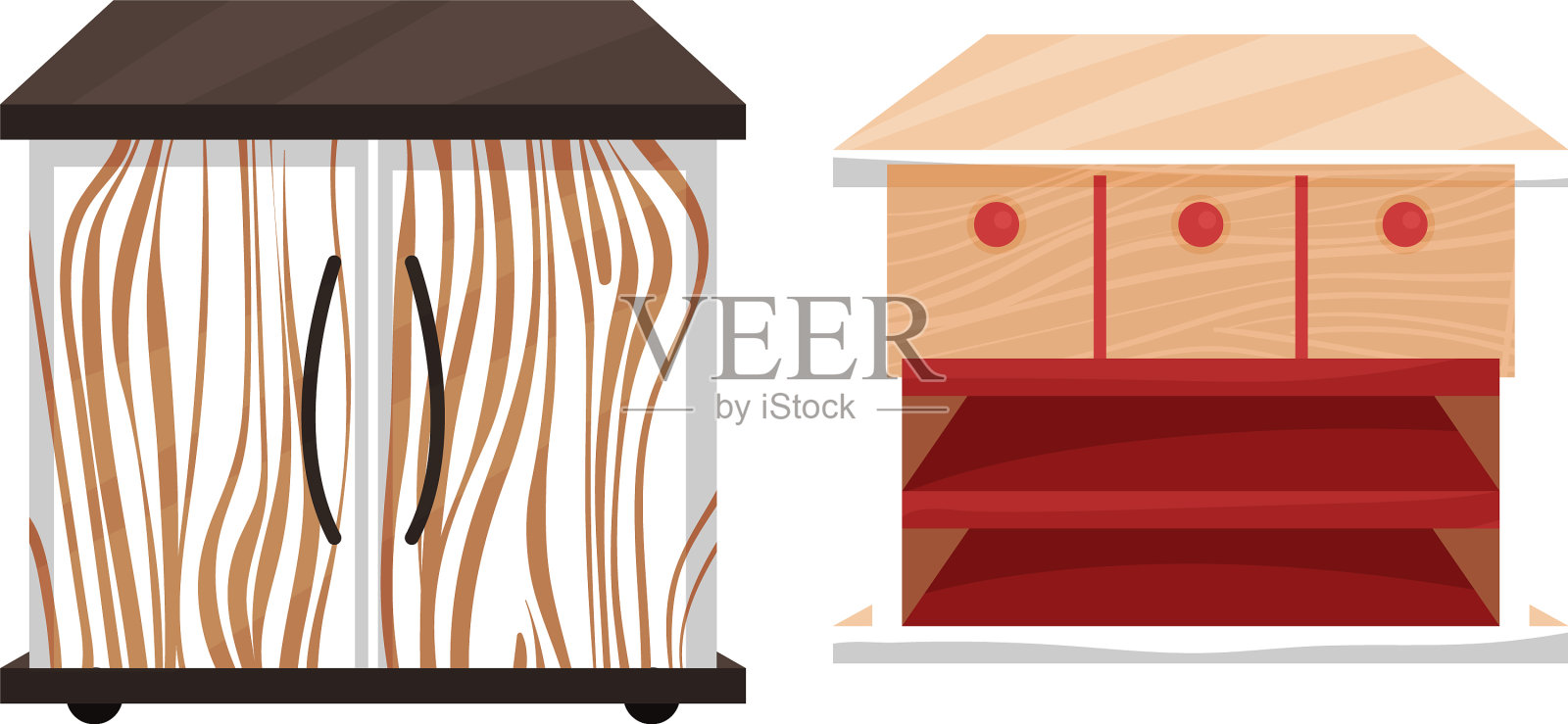 床头柜或床头柜作为室内摆设插画图片素材