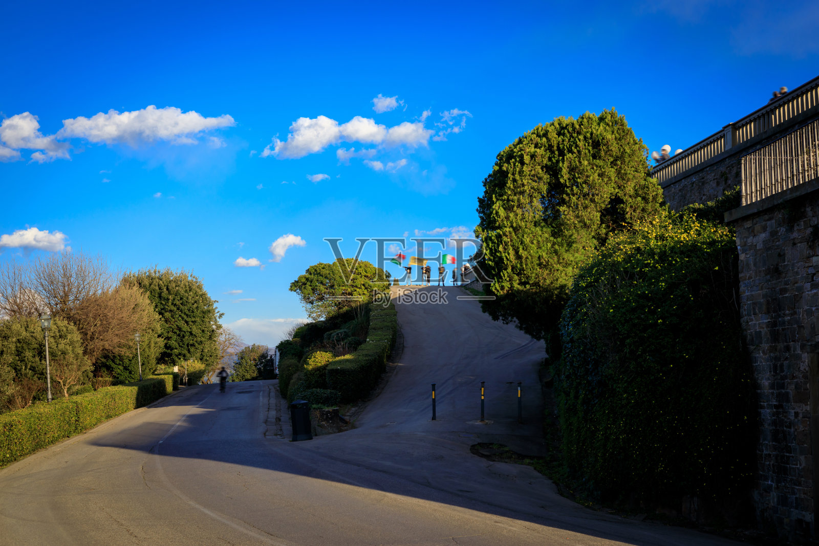 意大利人高举意大利国旗照片摄影图片
