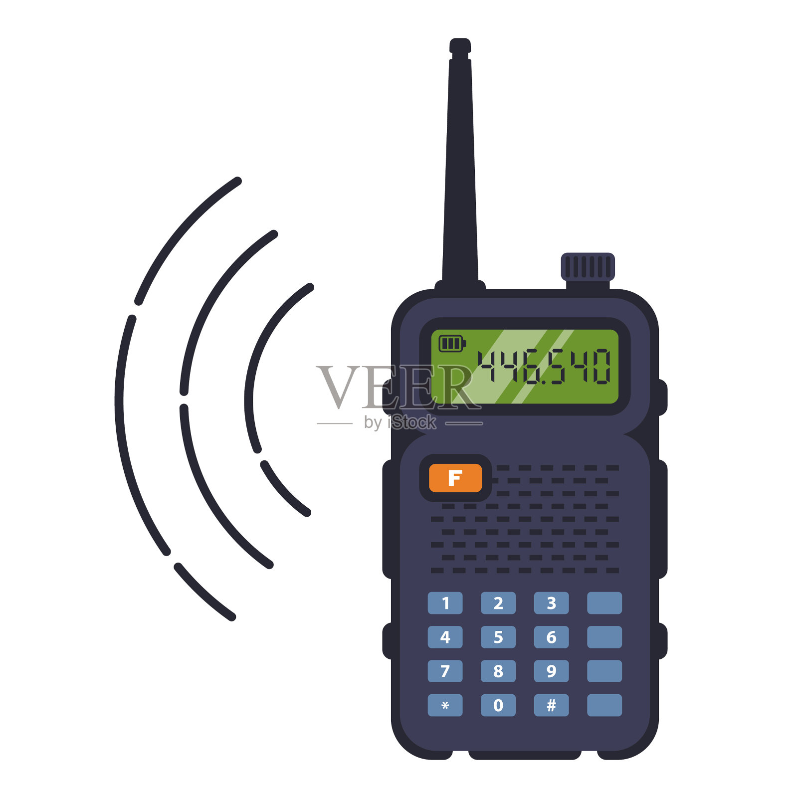 带天线用于通信的黑色对讲机设计元素图片