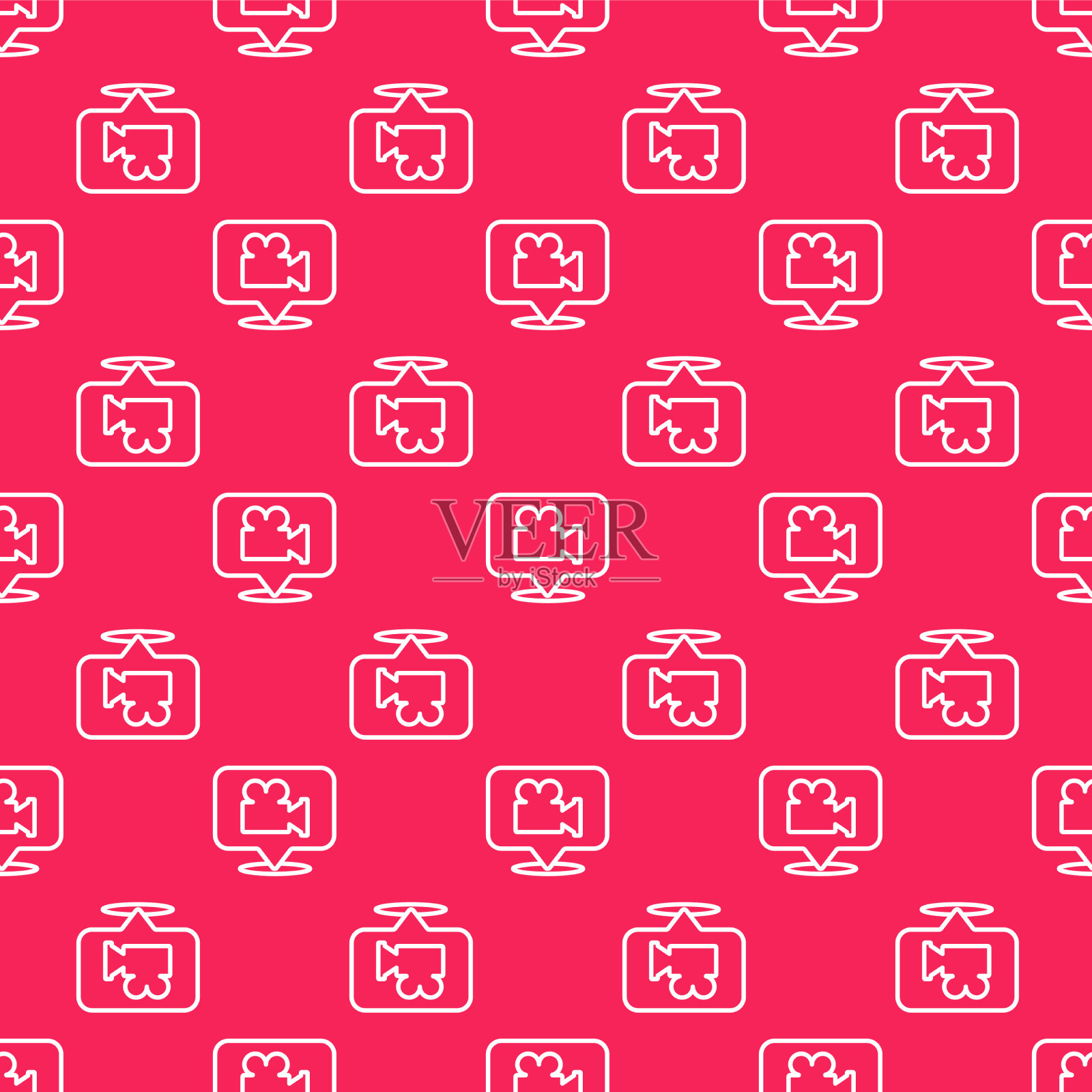 白线相机和定位针图标隔离插画图片素材