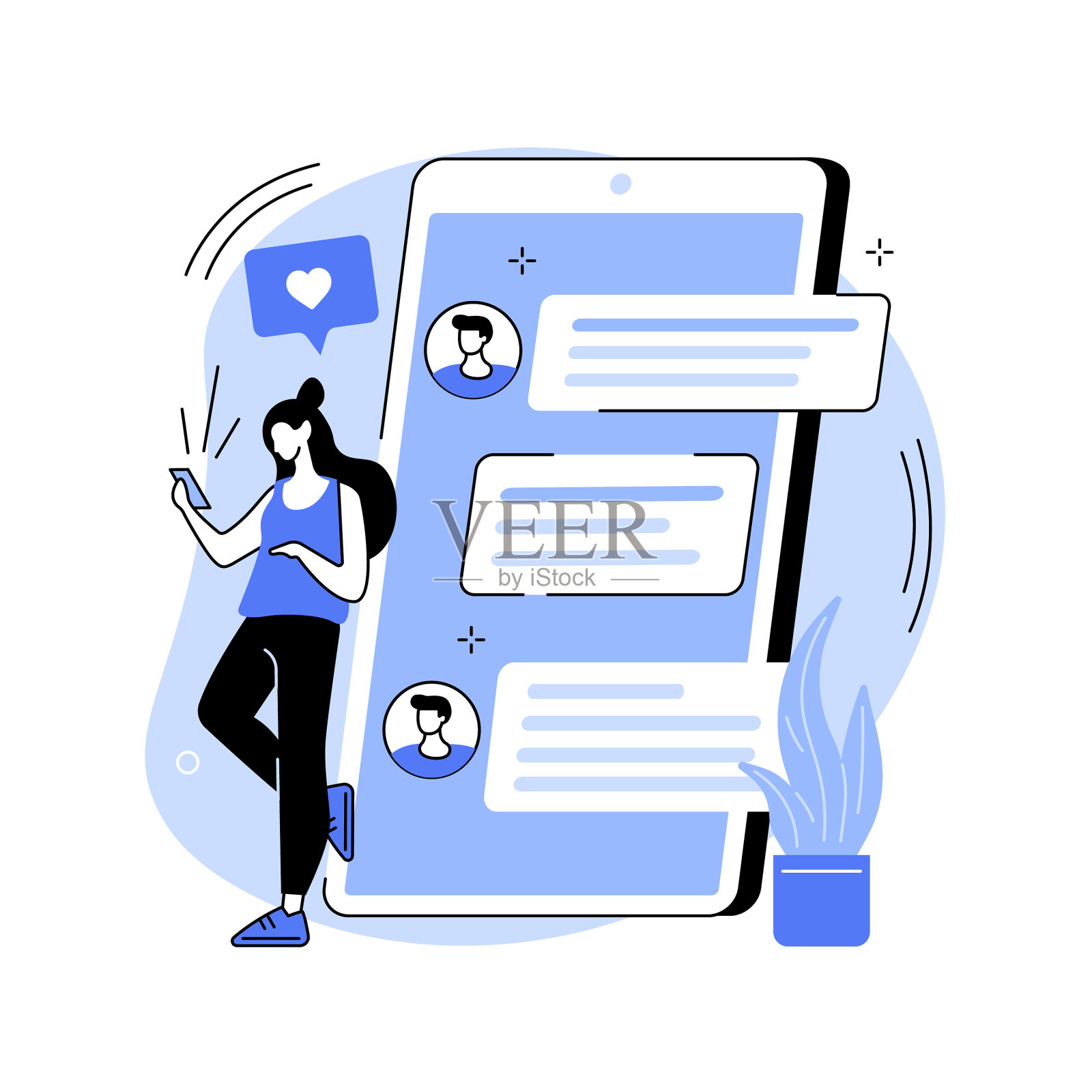 消息传递应用程序抽象概念设计元素图片