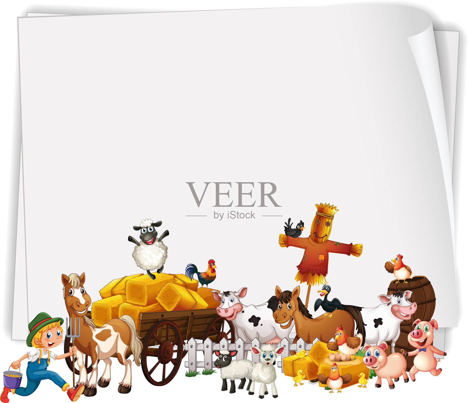 快乐农场动物横幅设计元素图片