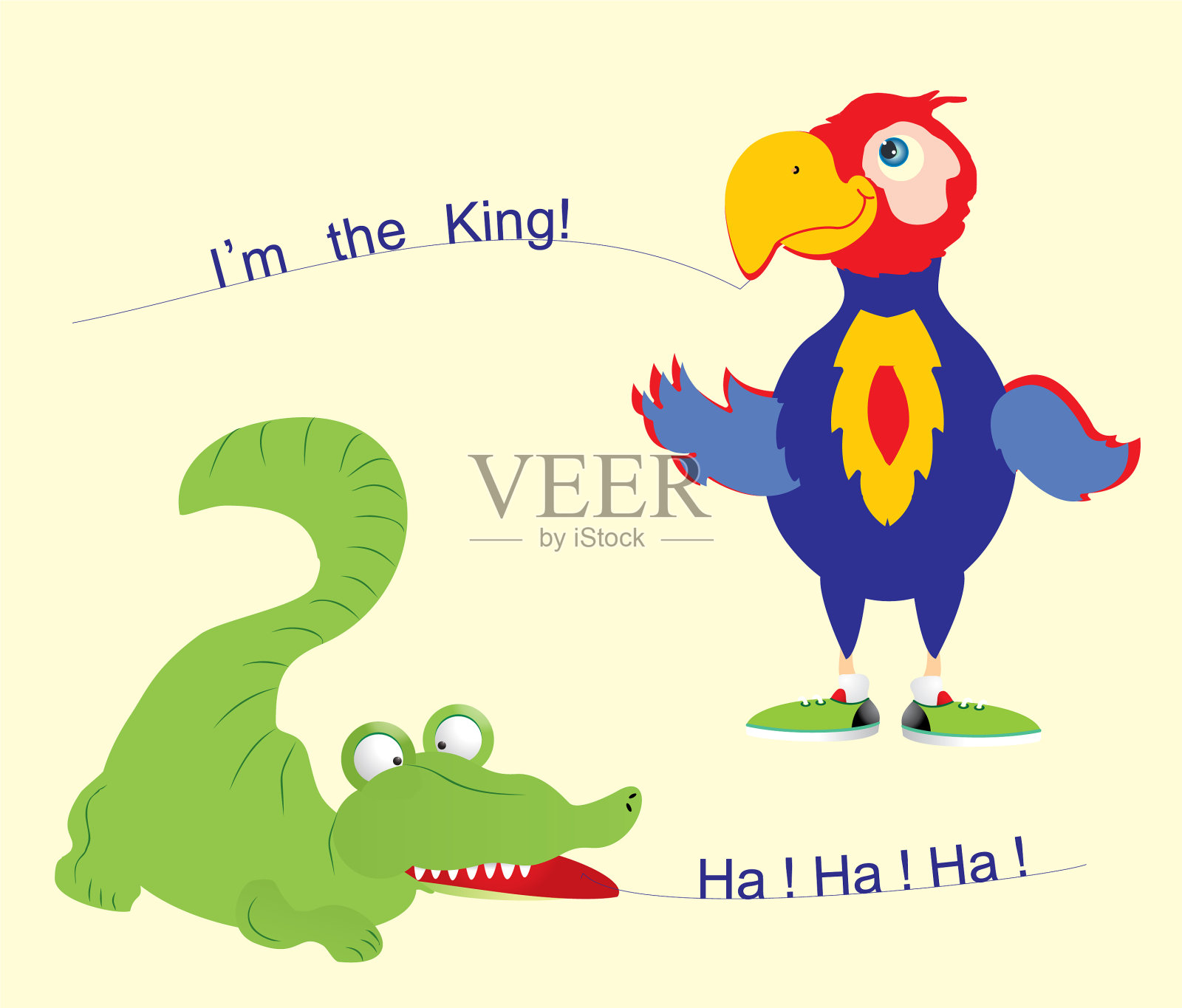 鹦鹉和鳄鱼插画图片素材