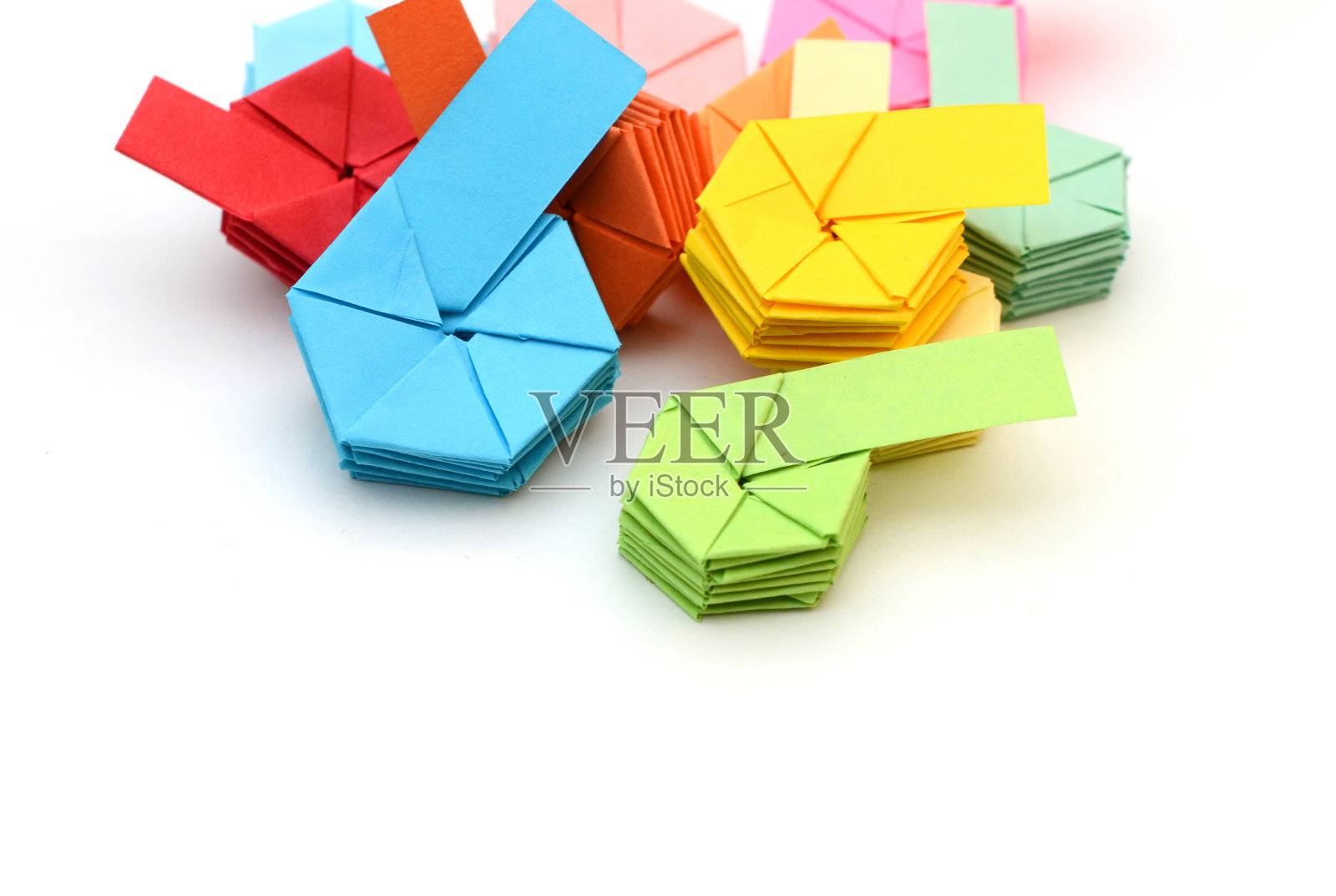 折叠六边形“幸运”纸硬币照片摄影图片