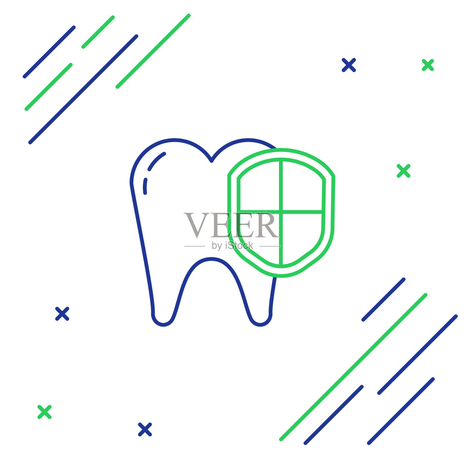 线牙齿保护图标孤立在白色图标素材