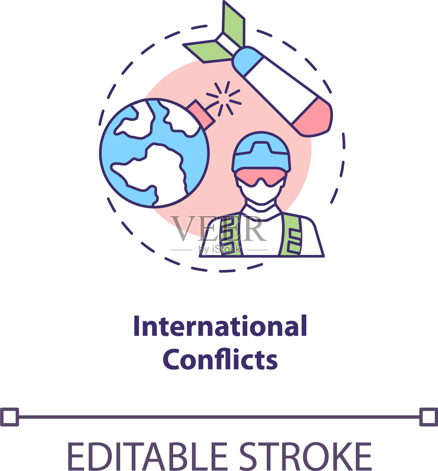 国际冲突概念图标插画图片素材