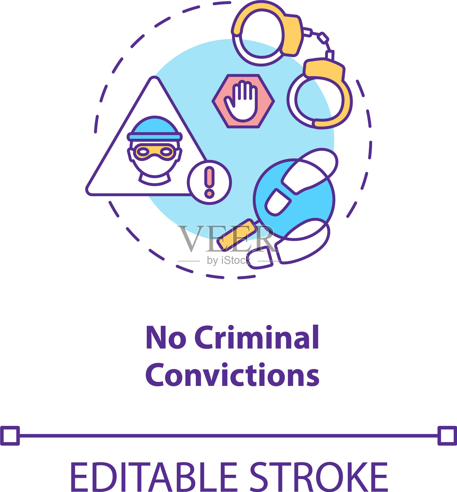 没有刑事定罪的概念图标插画图片素材