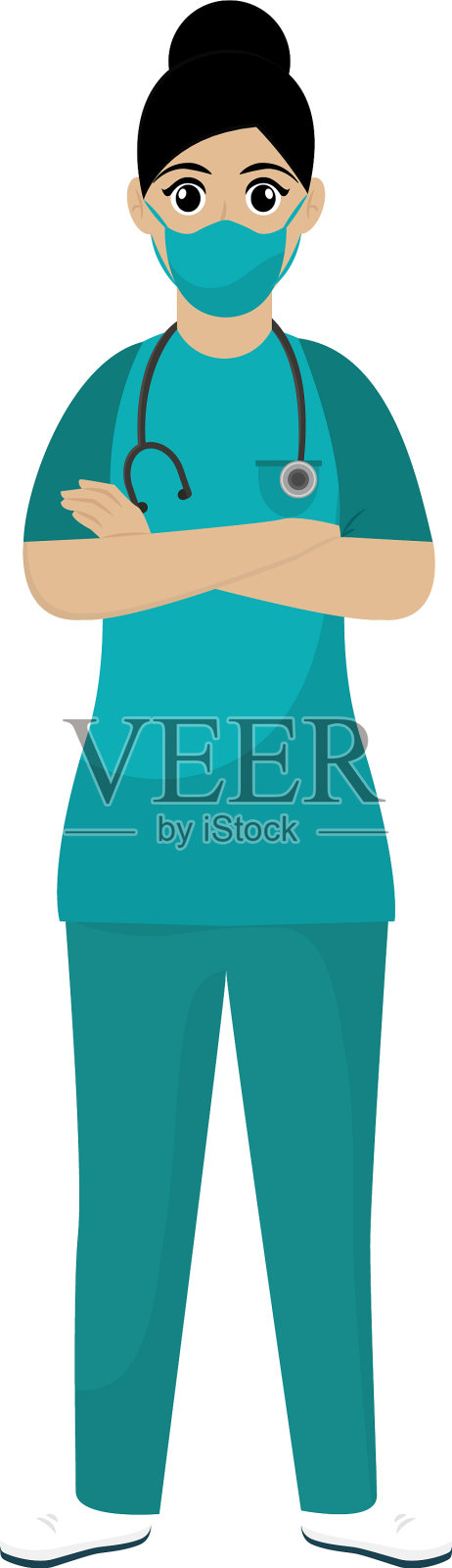 孤立的女外科医生英雄医生插画图片素材