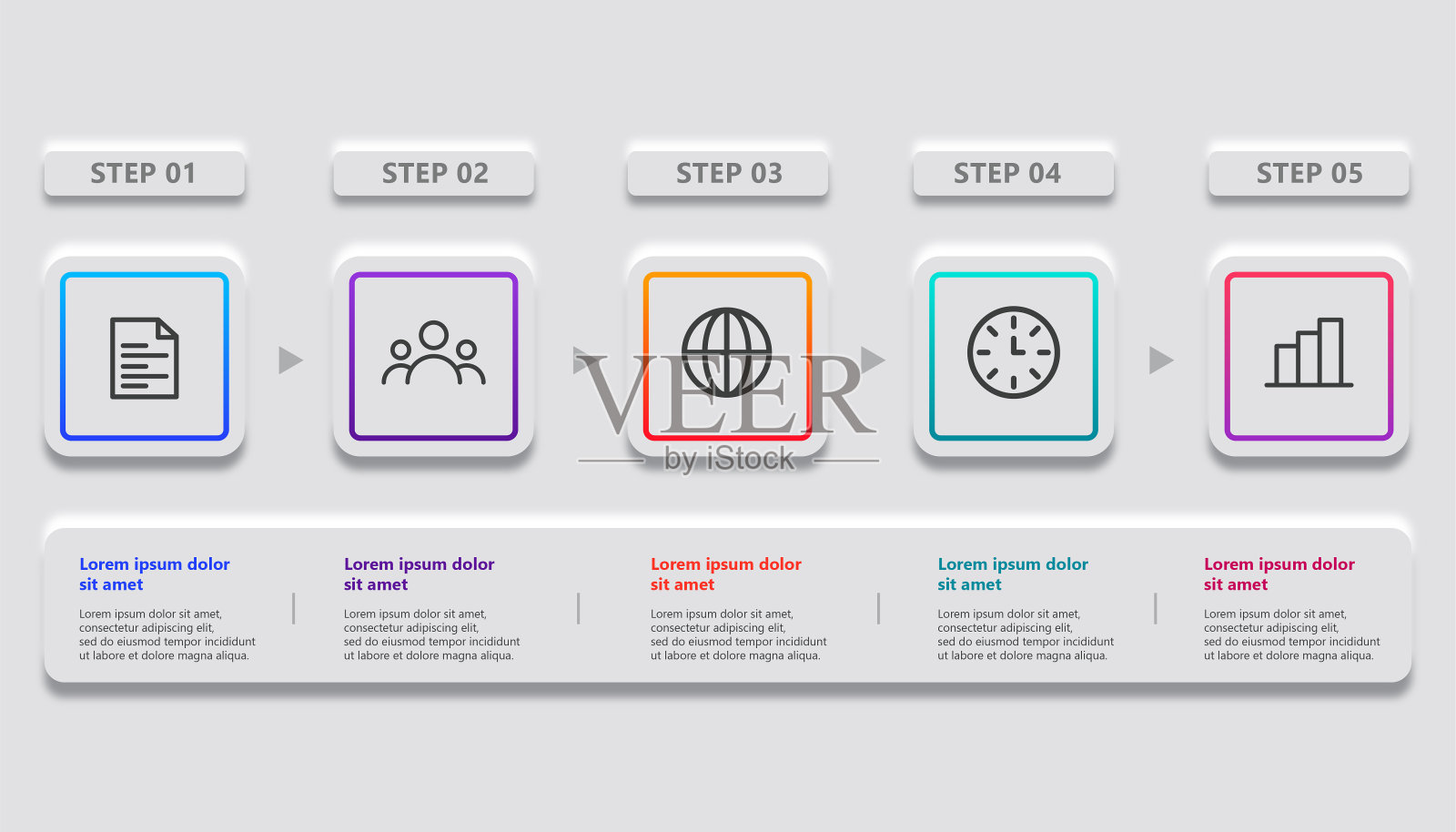 5个步骤的商业信息图的极简设计插画图片素材