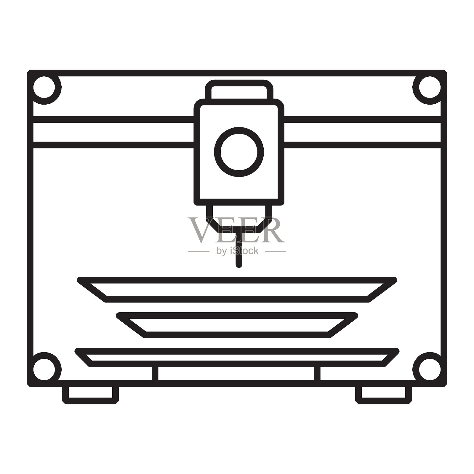 数控手臂工作理念，3d打印机头矢量图标设计插画图片素材
