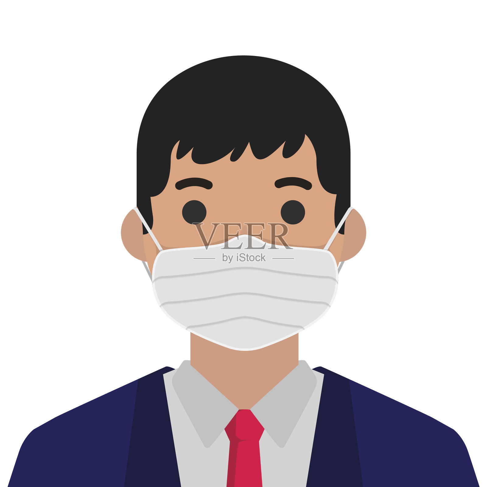 戴着消毒医用口罩的人插画图片素材