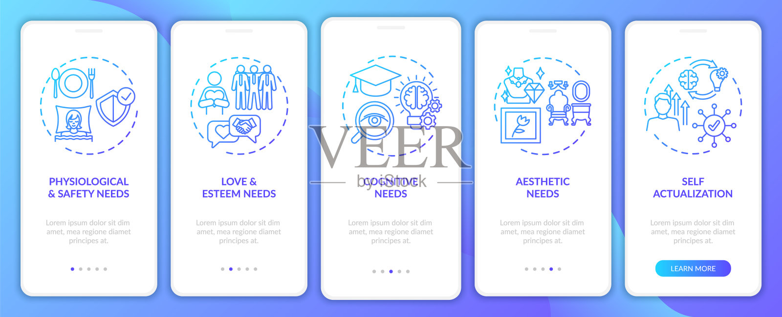 人类需要带有概念的海军登陆移动应用页面设计模板素材