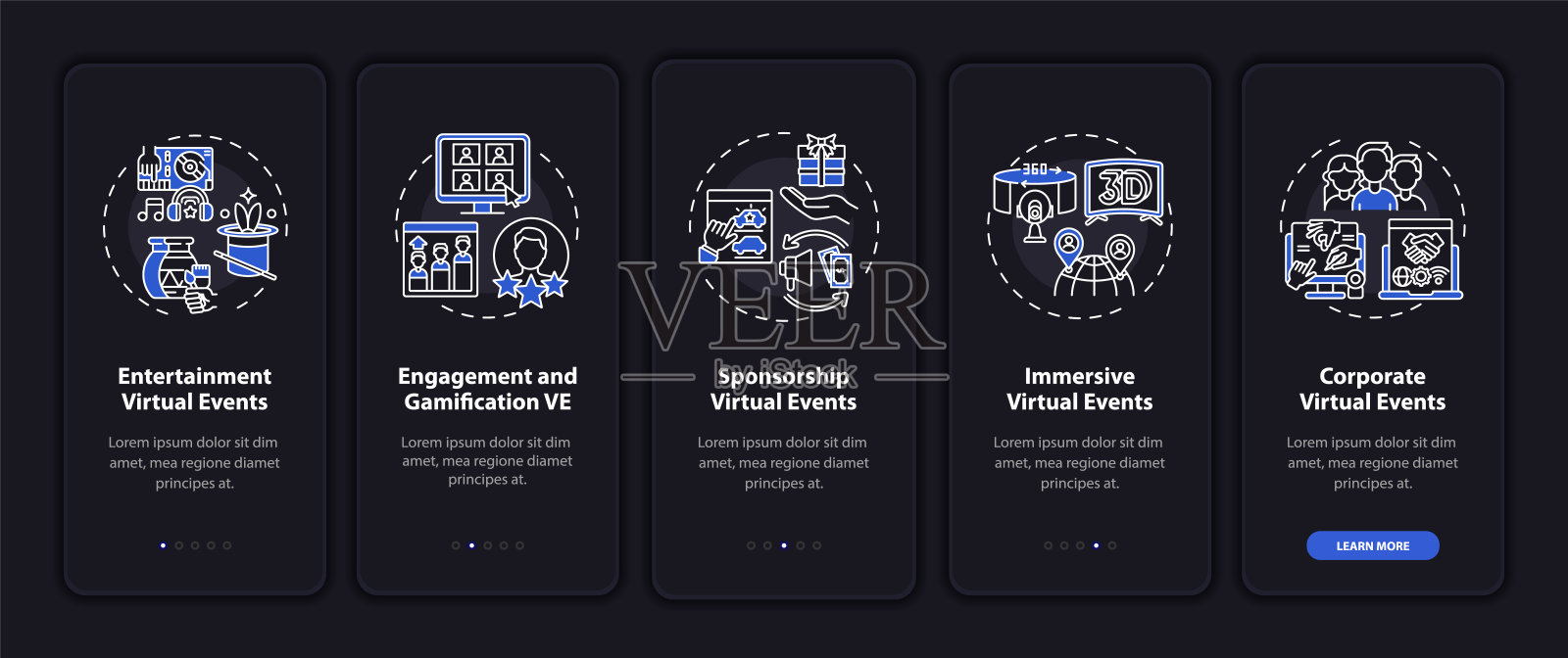 远程聚集类型在带有概念的手机应用页面屏幕上插画图片素材