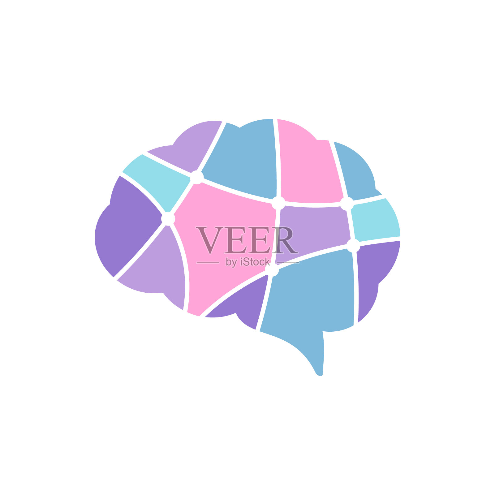 大脑彩色图标。神经多样性概念。大脑彩色符号或标志。插画图片素材