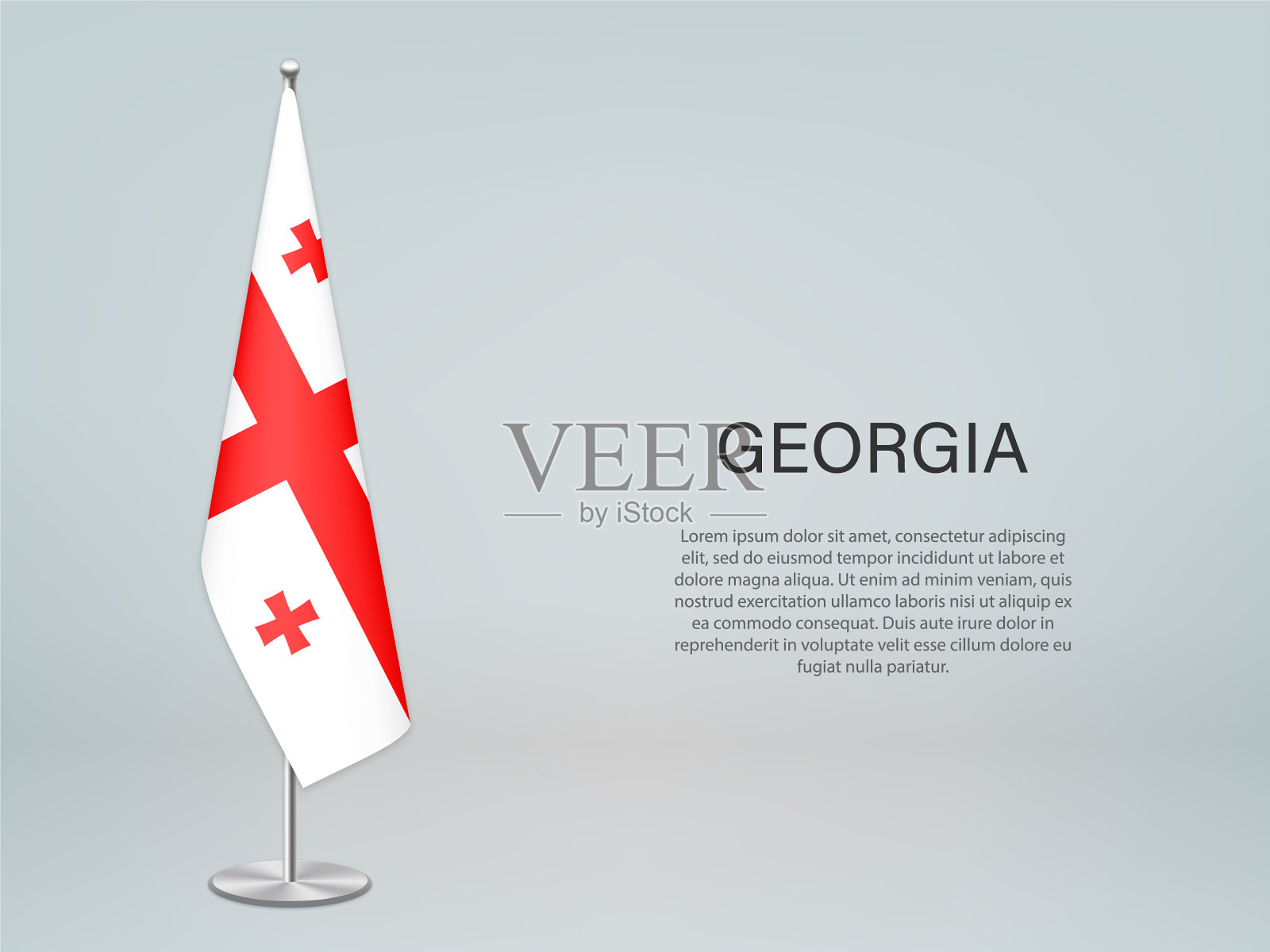 佐治亚州悬挂旗帜的立场模板插画图片素材