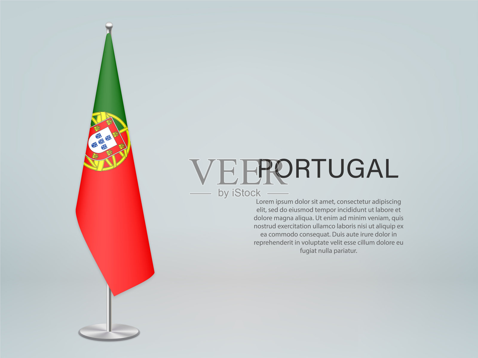 葡萄牙国旗悬挂在看台模板上插画图片素材