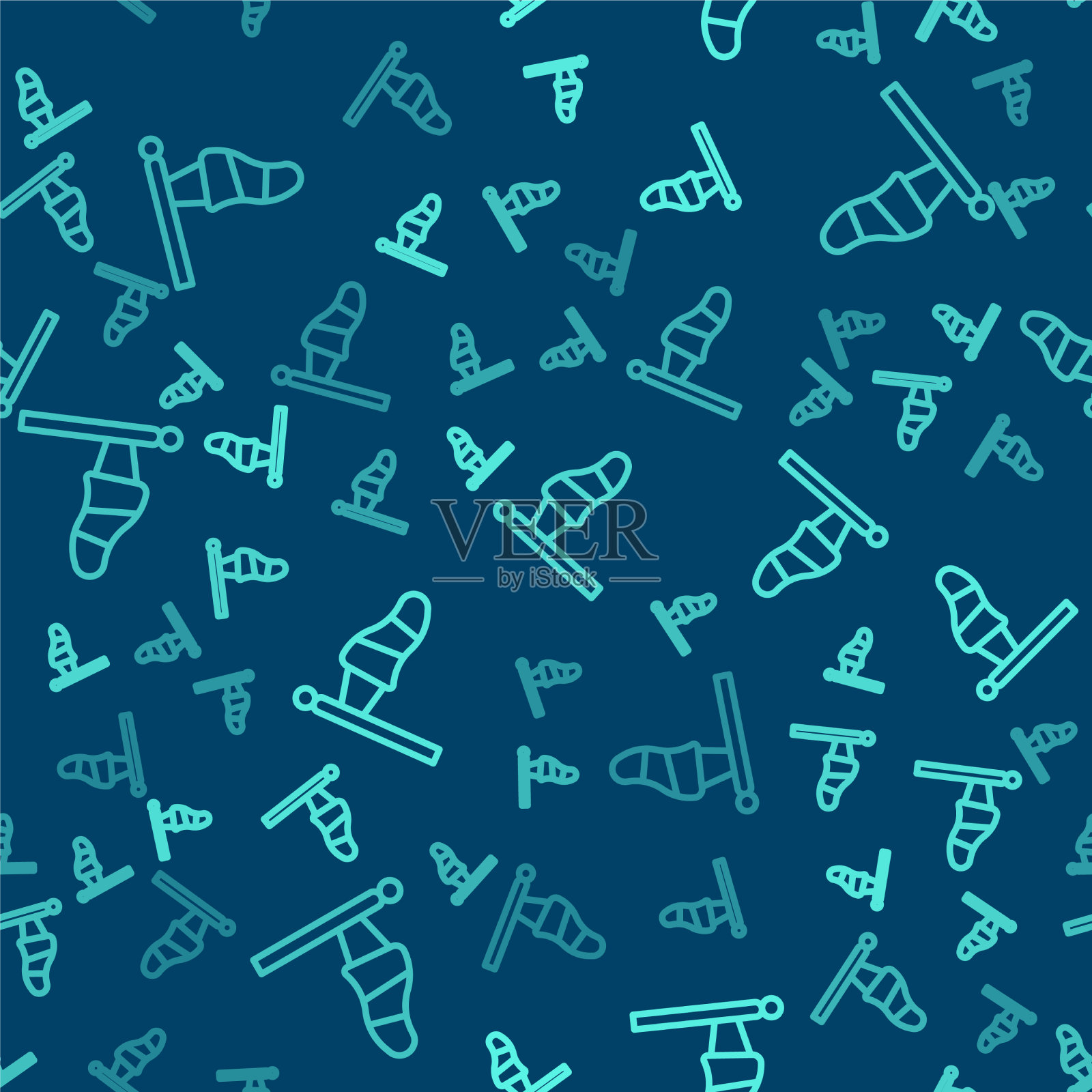 绿线锥形气象风向标插画图片素材