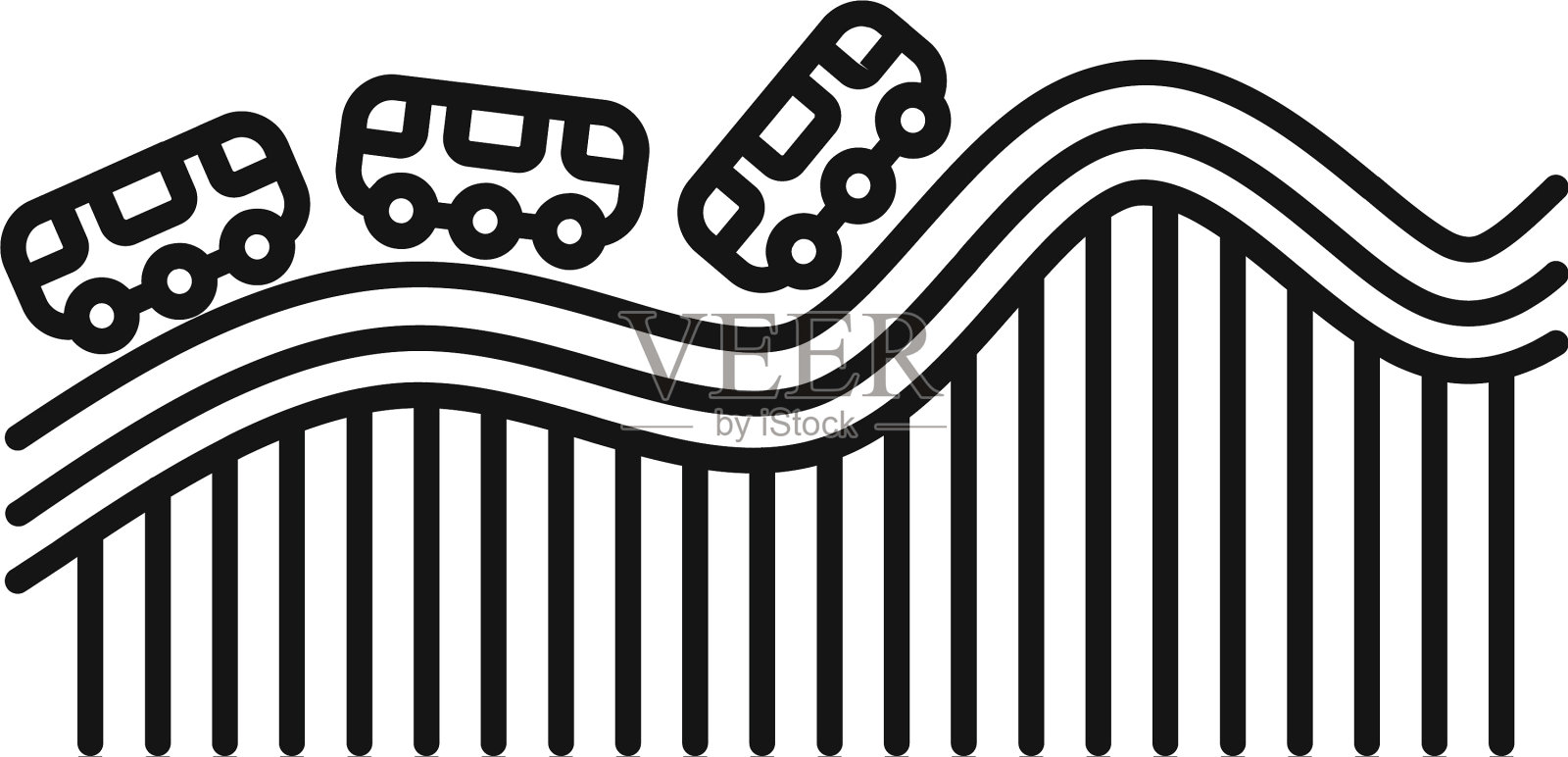 过山车轨道图标轮廓风格设计元素图片