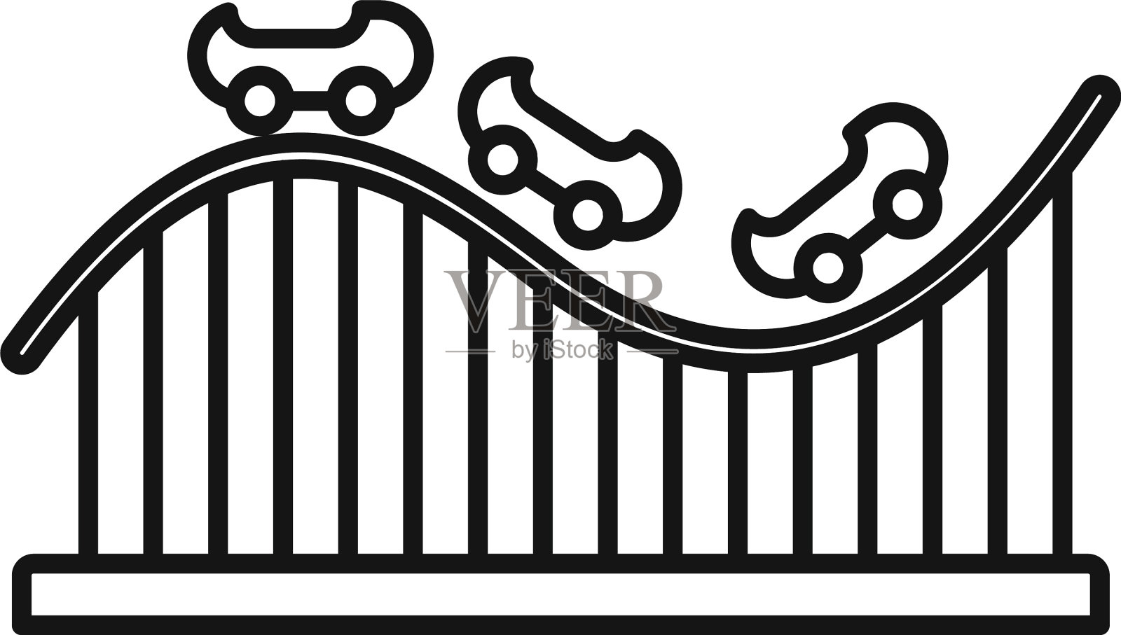 过山车儿童图标轮廓风格设计元素图片