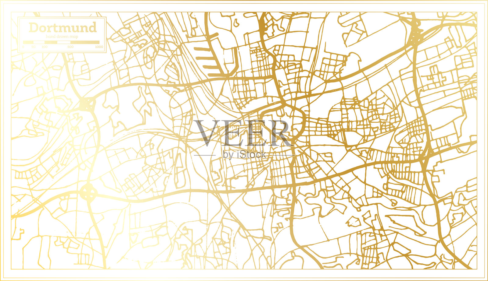 多特蒙德德国城市地图在复古风格中插画图片素材